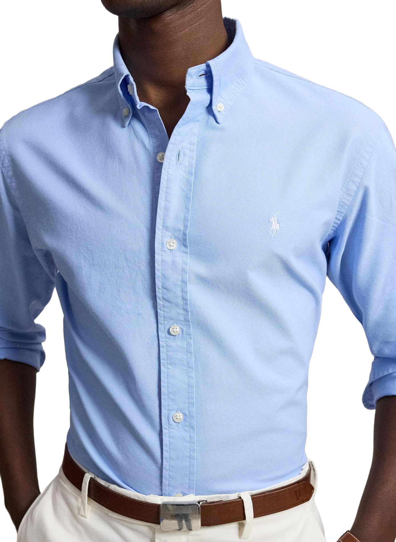 Chemise à manches longues en coton  | Bleu POLO RALPH LAUREN Homme