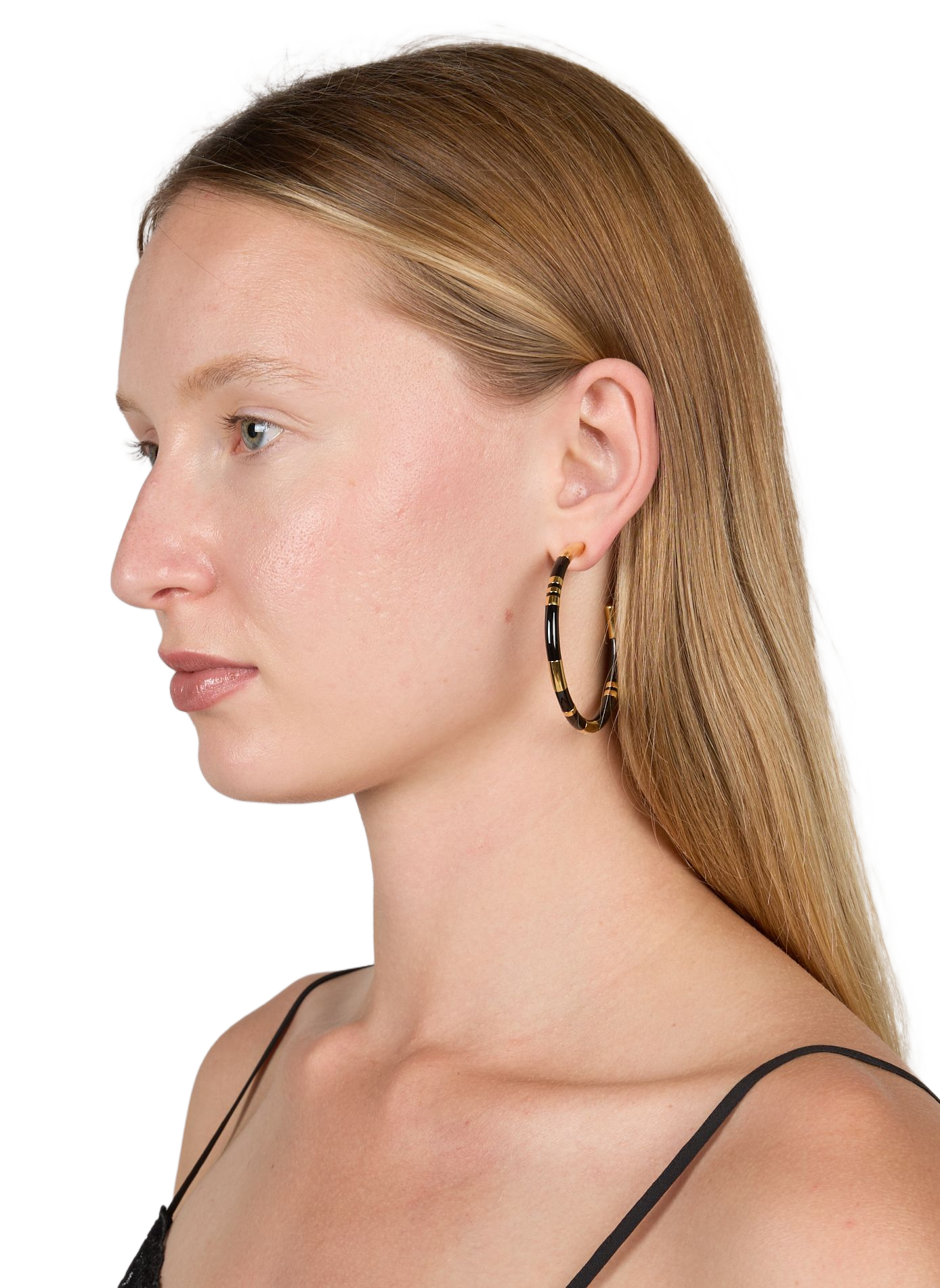 Positano Brass and Gold-Plated Hoop Earrings AURELIE BIDERMANN Black