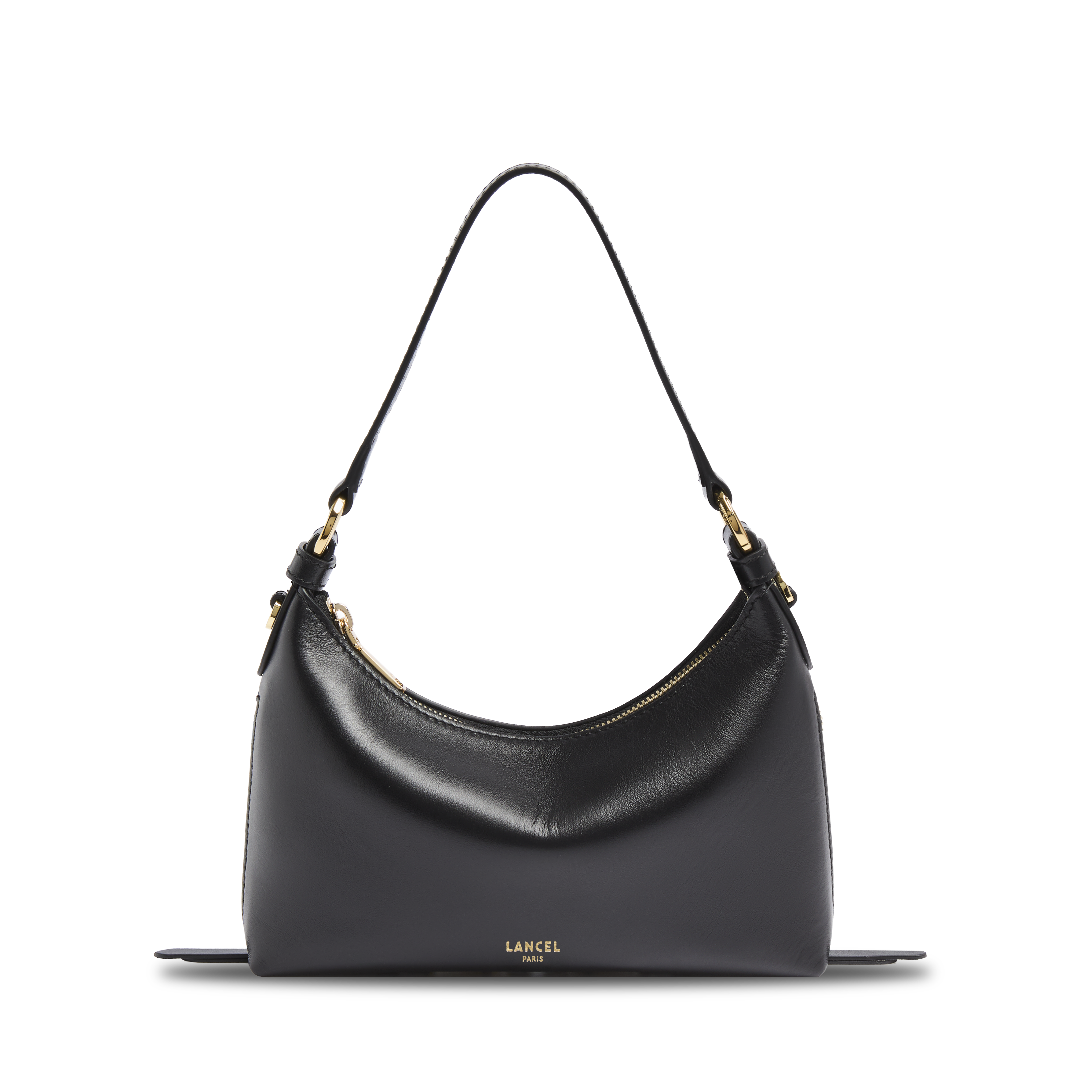 Hobo tas origami zip baby, glad runderleer, zwart, 22 x 15 x 5 cm. LANCEL Zwart