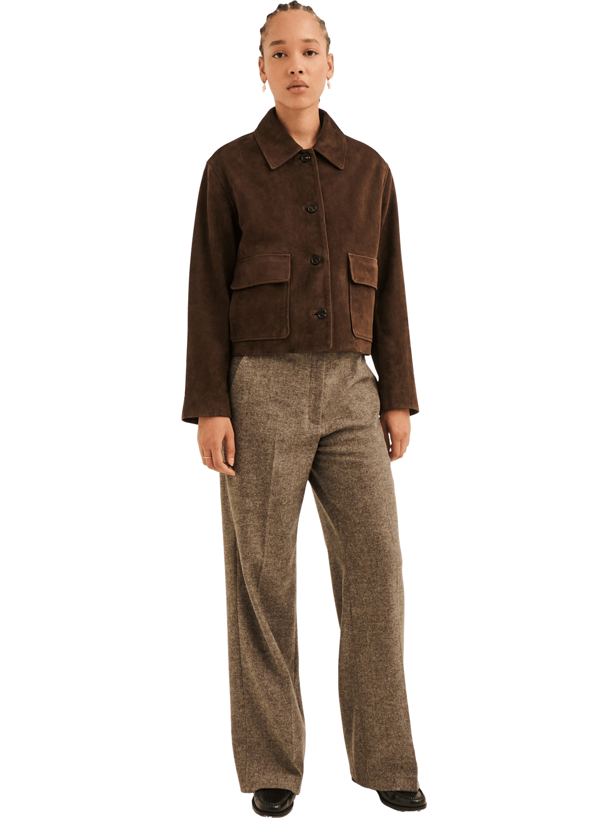 Veste courte en cuir velours - pilar PABLO Marron