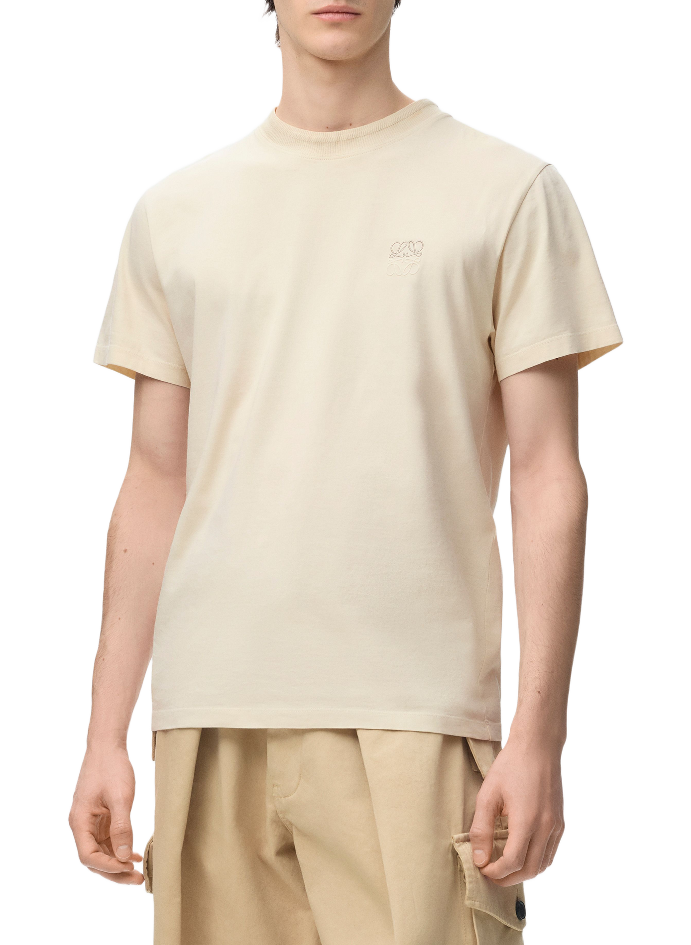 Klassisches T-Shirt mit kurzen Ärmeln aus Baumwolle LOEWE Beige
