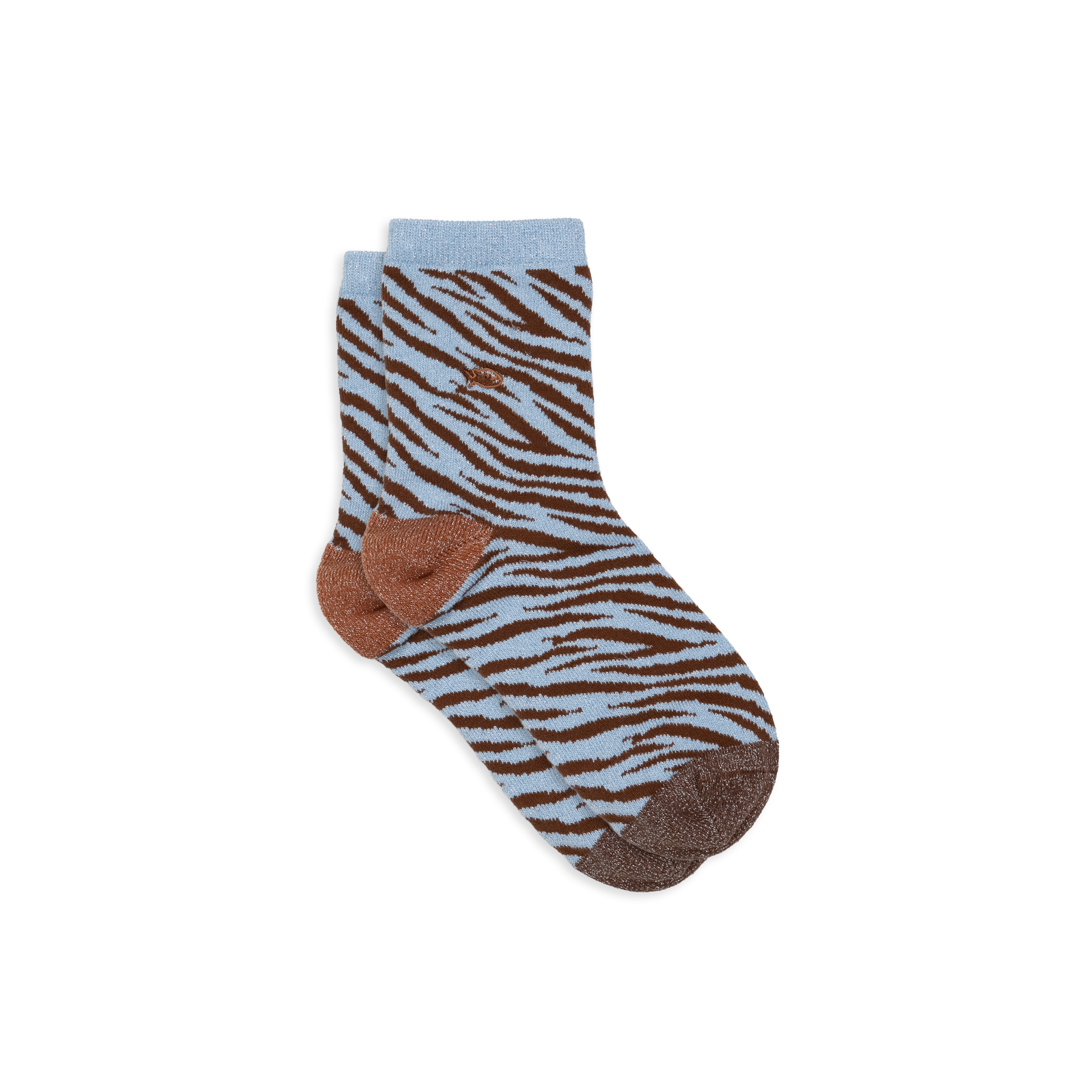 Chaussettes en coton peigné zèbre  Bleu clair