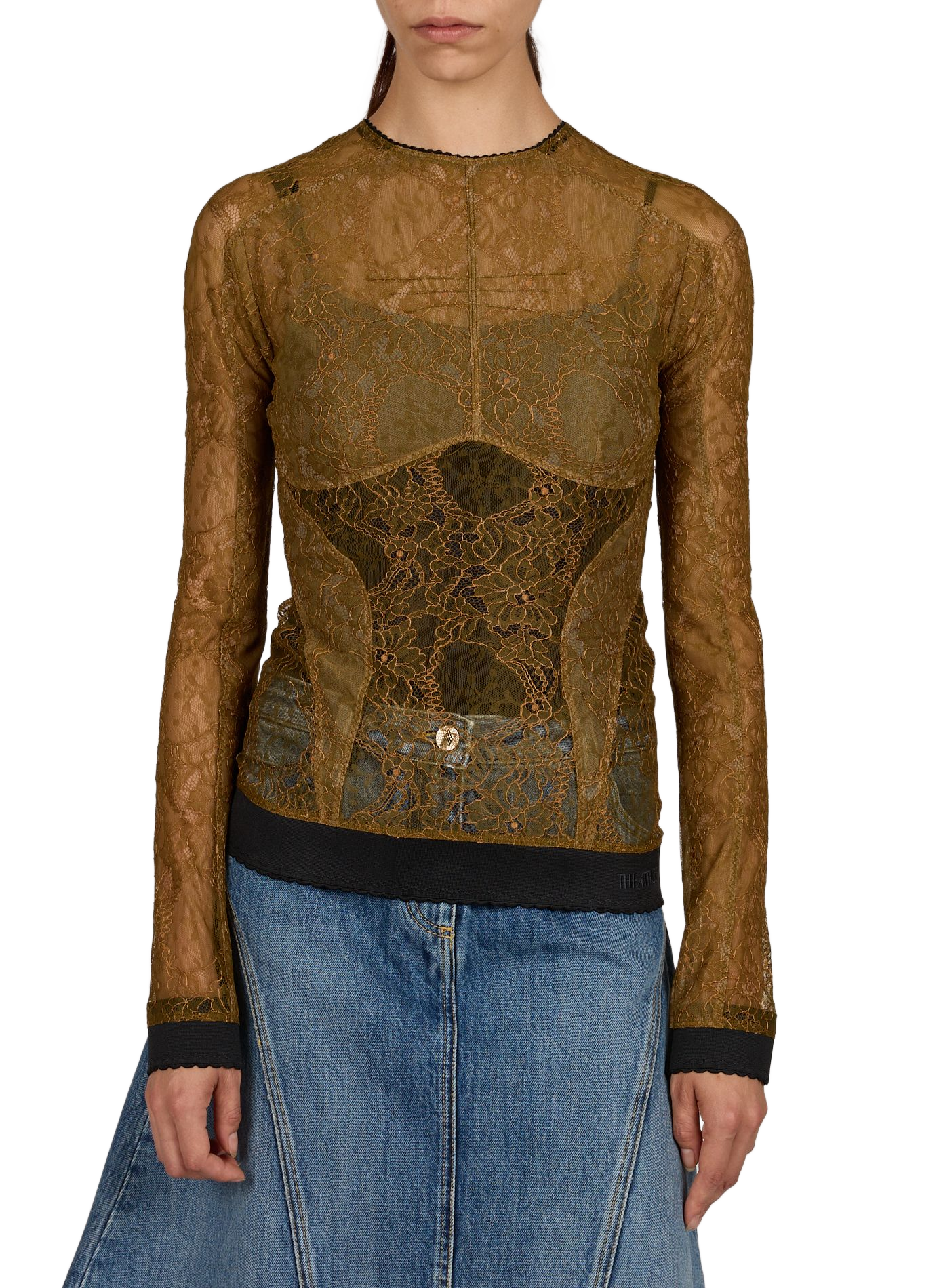 Angepasstes Top mit Spitze THE ATTICO Khaki