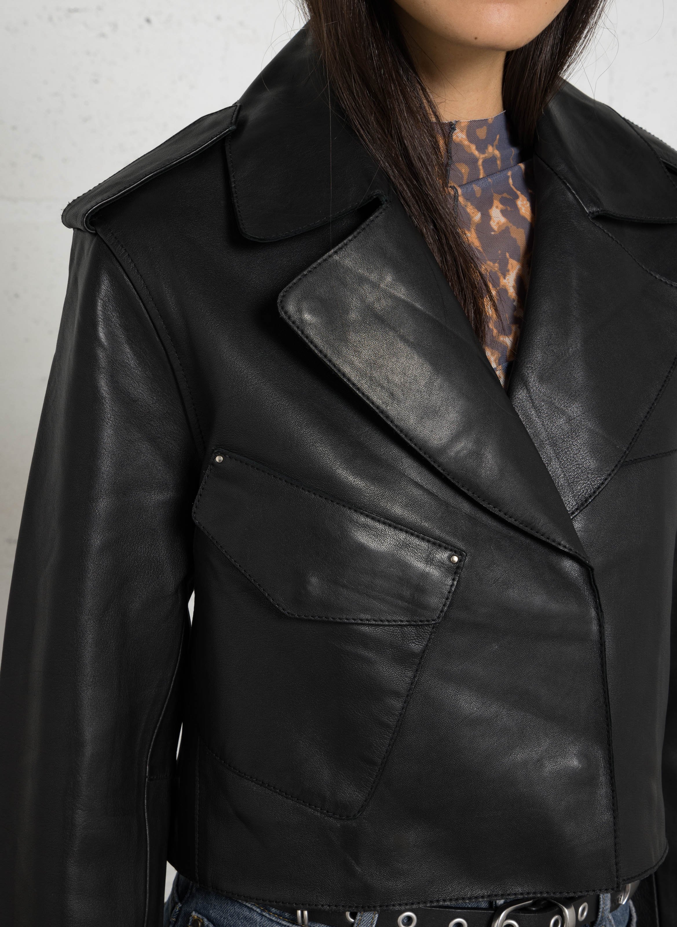 Veste oversize en cuir IKKS Noir