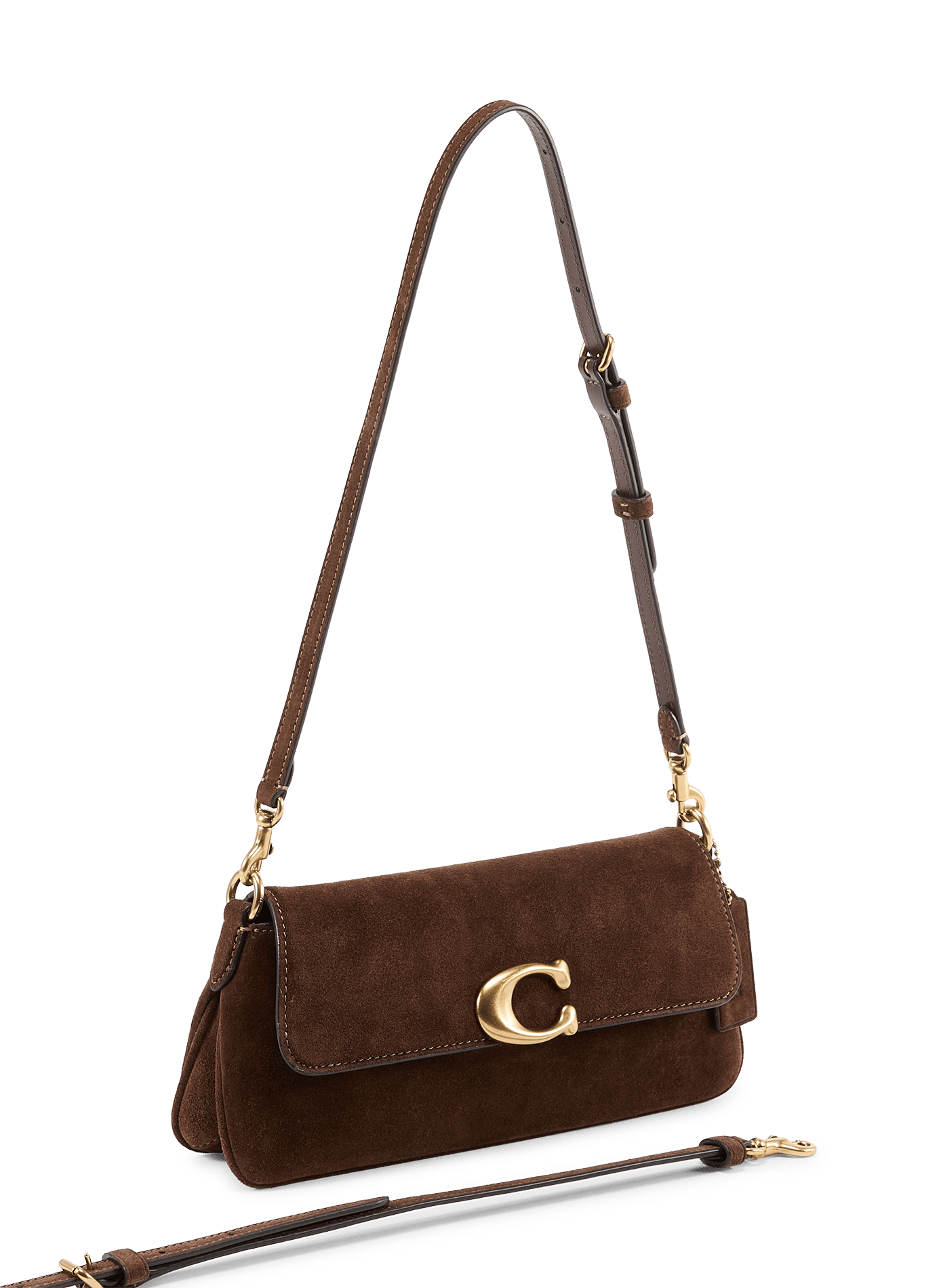 Sac porté épaule Jet en cuir daim COACH Marron