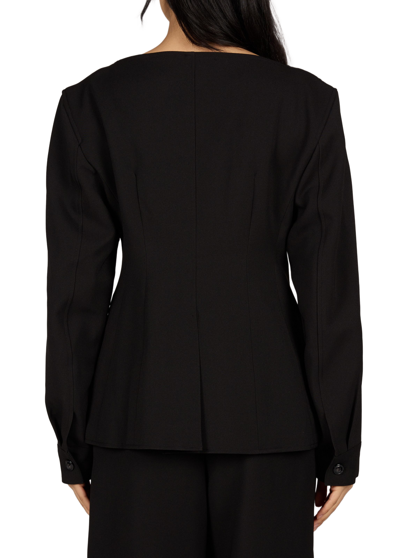 Short fitted collarless blazer SOURCE UNKNOWN Black