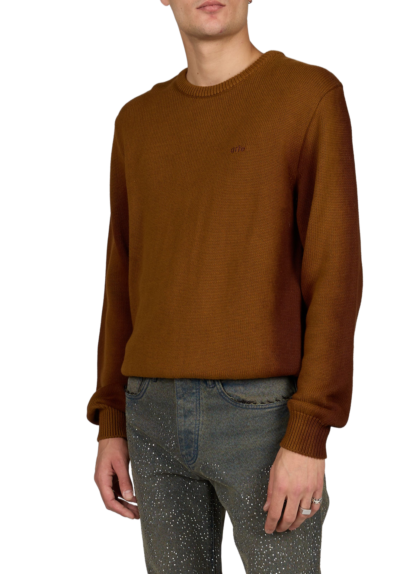 Ruime washed-look trui met ronde hals ARTE ANTWERP Bruin