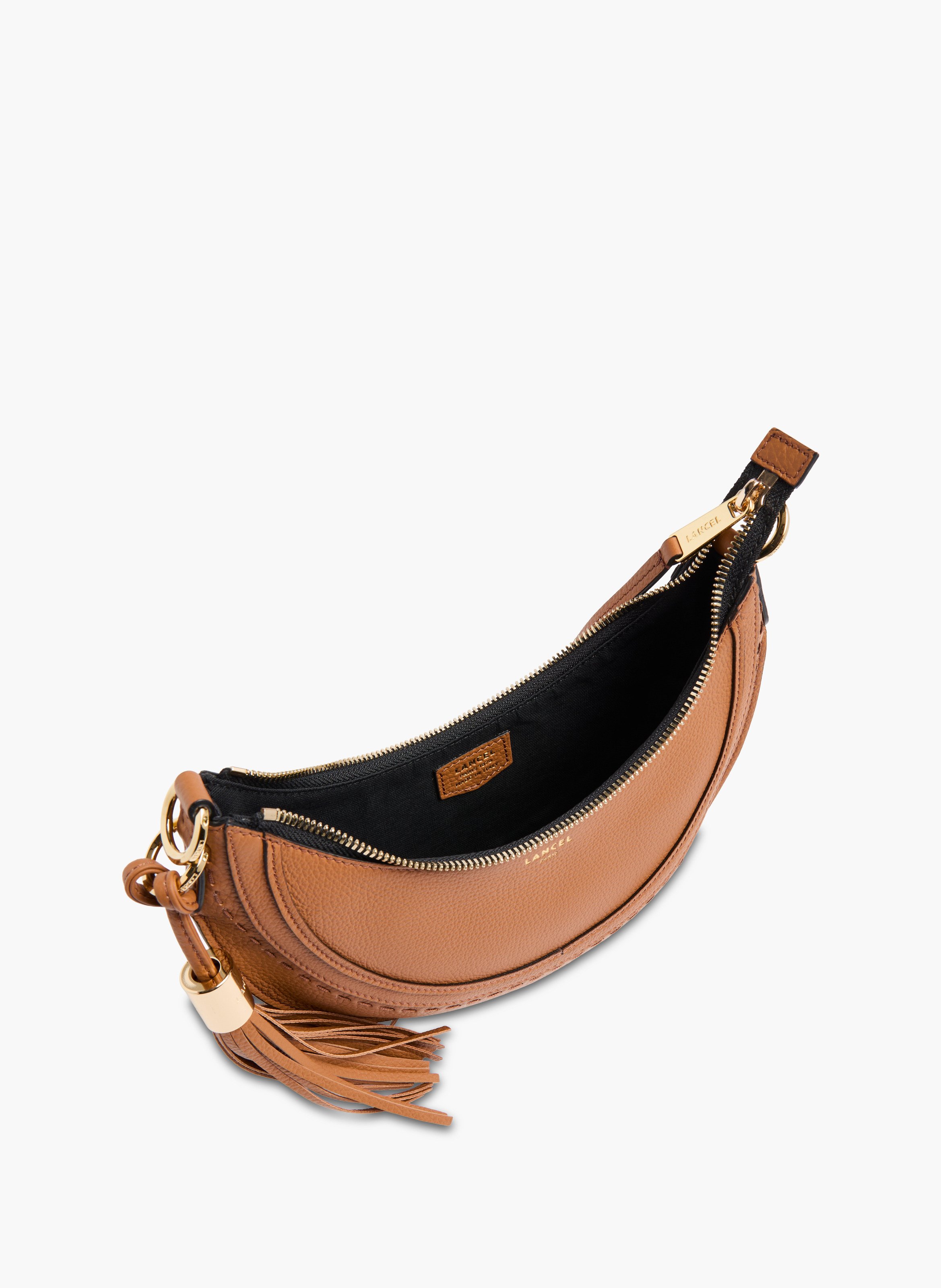 Sac hobohme zip - cuir grainé de vachette lancel, modèle compact à fermeture à glissière et torsade premier flirt. LANCEL Marron