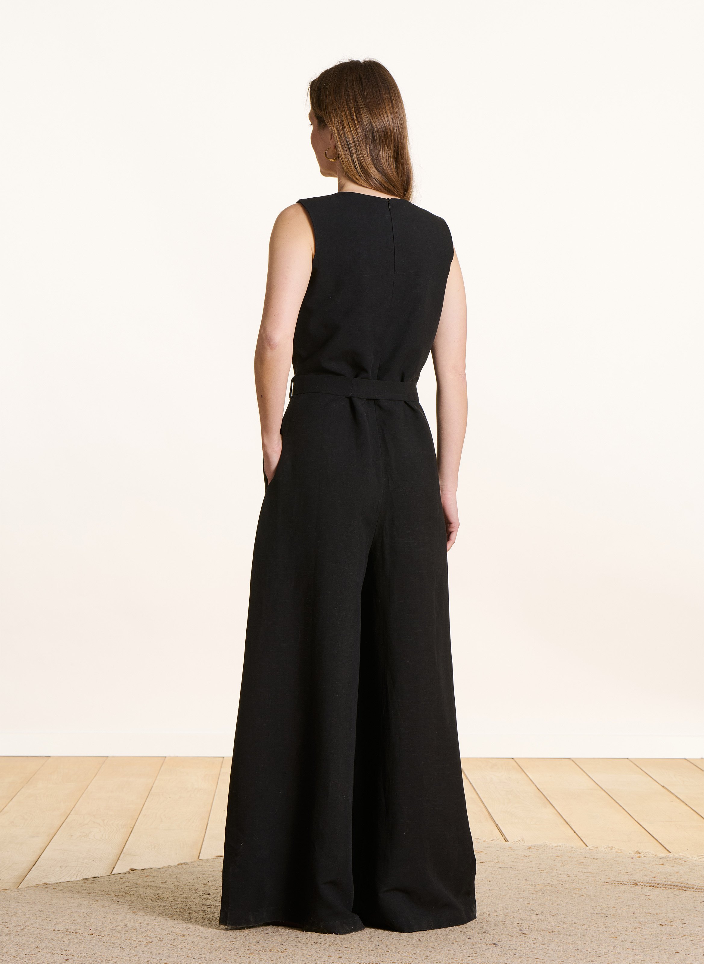 Effen jumpsuit met wijde pijpen LA FEE MARABOUTEE Zwart