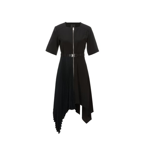 Robe mi-plissée en soie