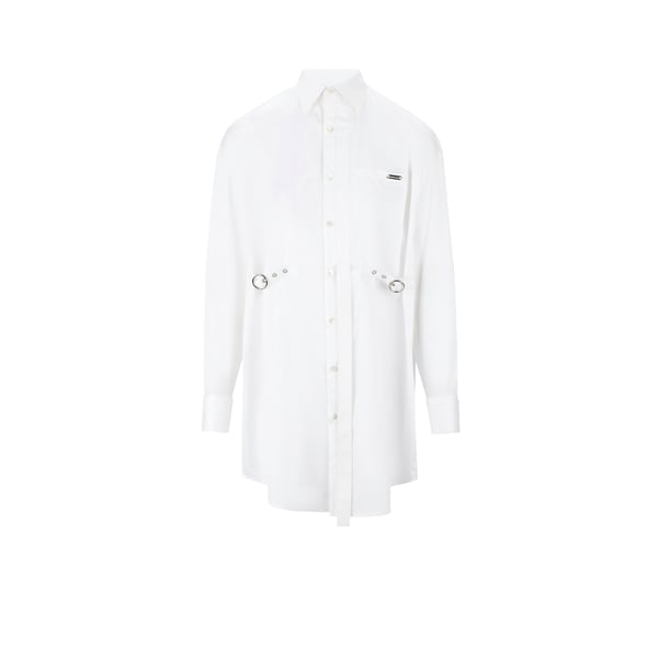 Robe chemise à crans de resserrage ceinture