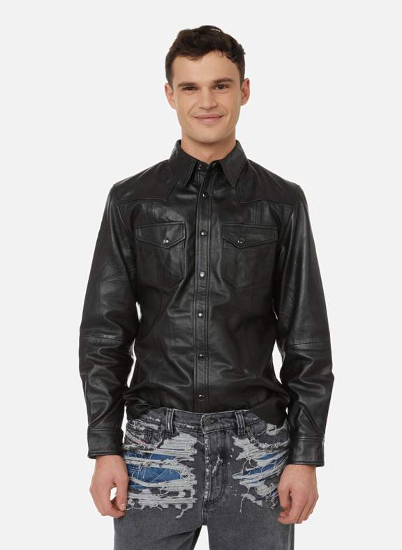 DEADWOOD Texas recycled leather shirt Black
