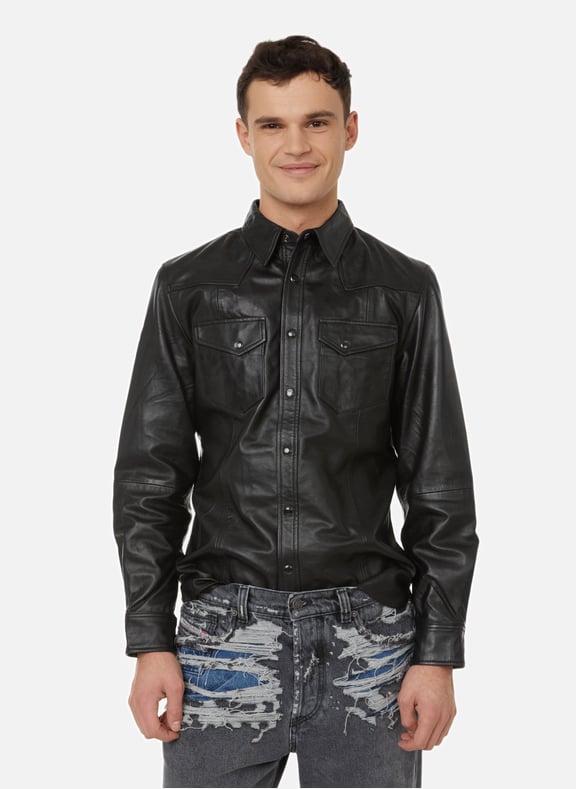 Recyceltes Lederhemd Texas Black von DEADWOOD DEADWOOD Texas-Hemd aus recyceltem Leder, Schwarz