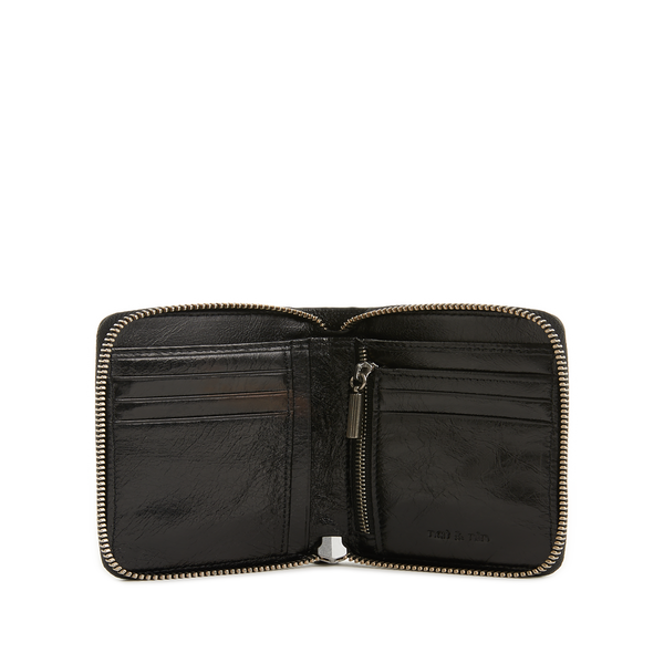 Nat & Nin Leather Purse With Flap In Black