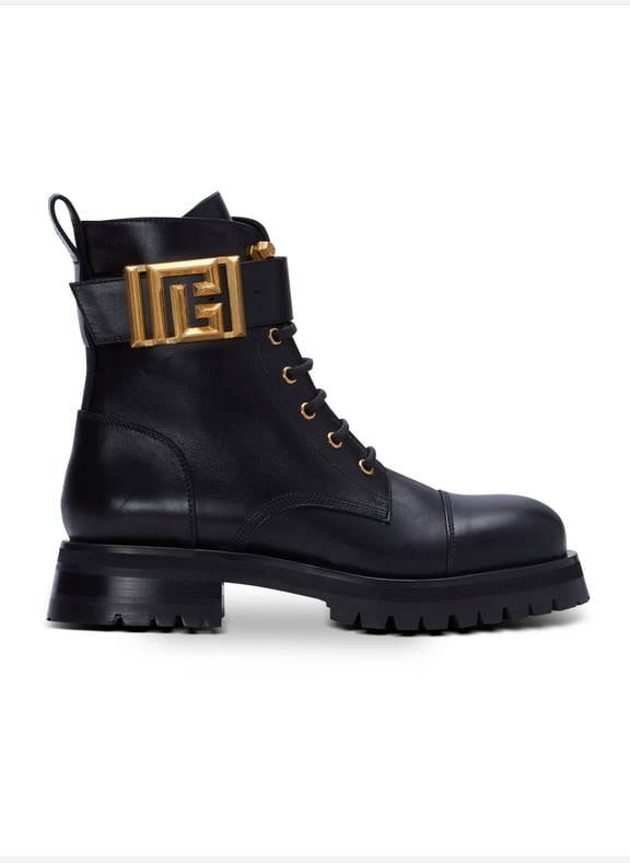 Bottines rangers charlie en cuir Noir by BALMAIN BALMAIN Bottines rangers charlie en cuir Noir