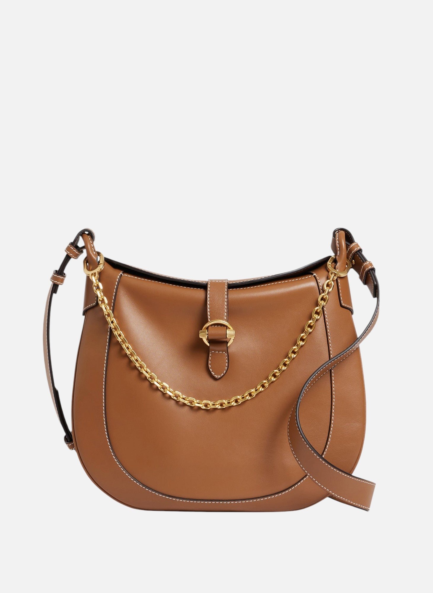 Grand sac bandoulière pia en cuir lisse Marron Le tanneur Femme