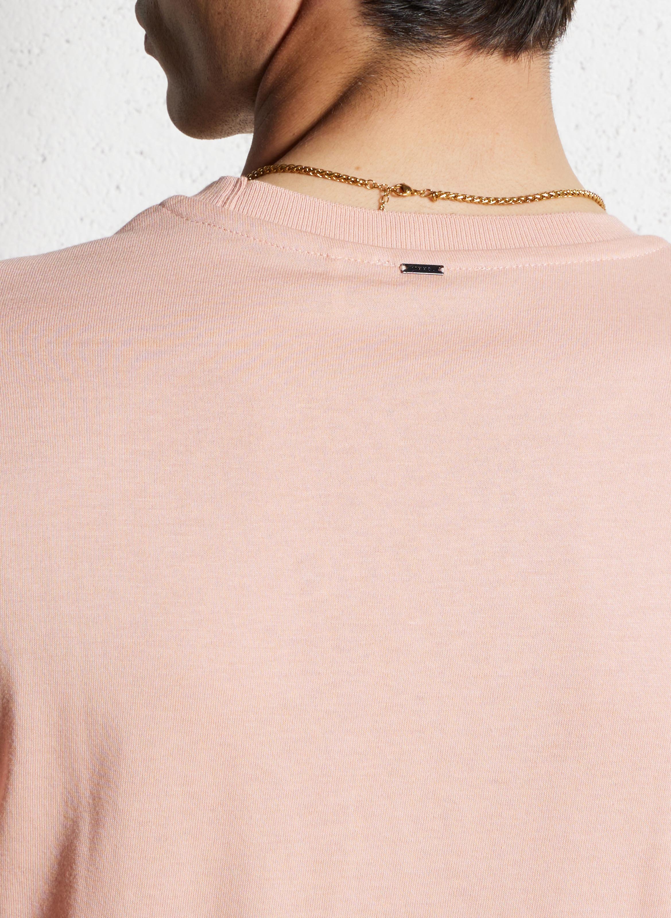 Tee-shirt droit col rond en coton mélangé Rose