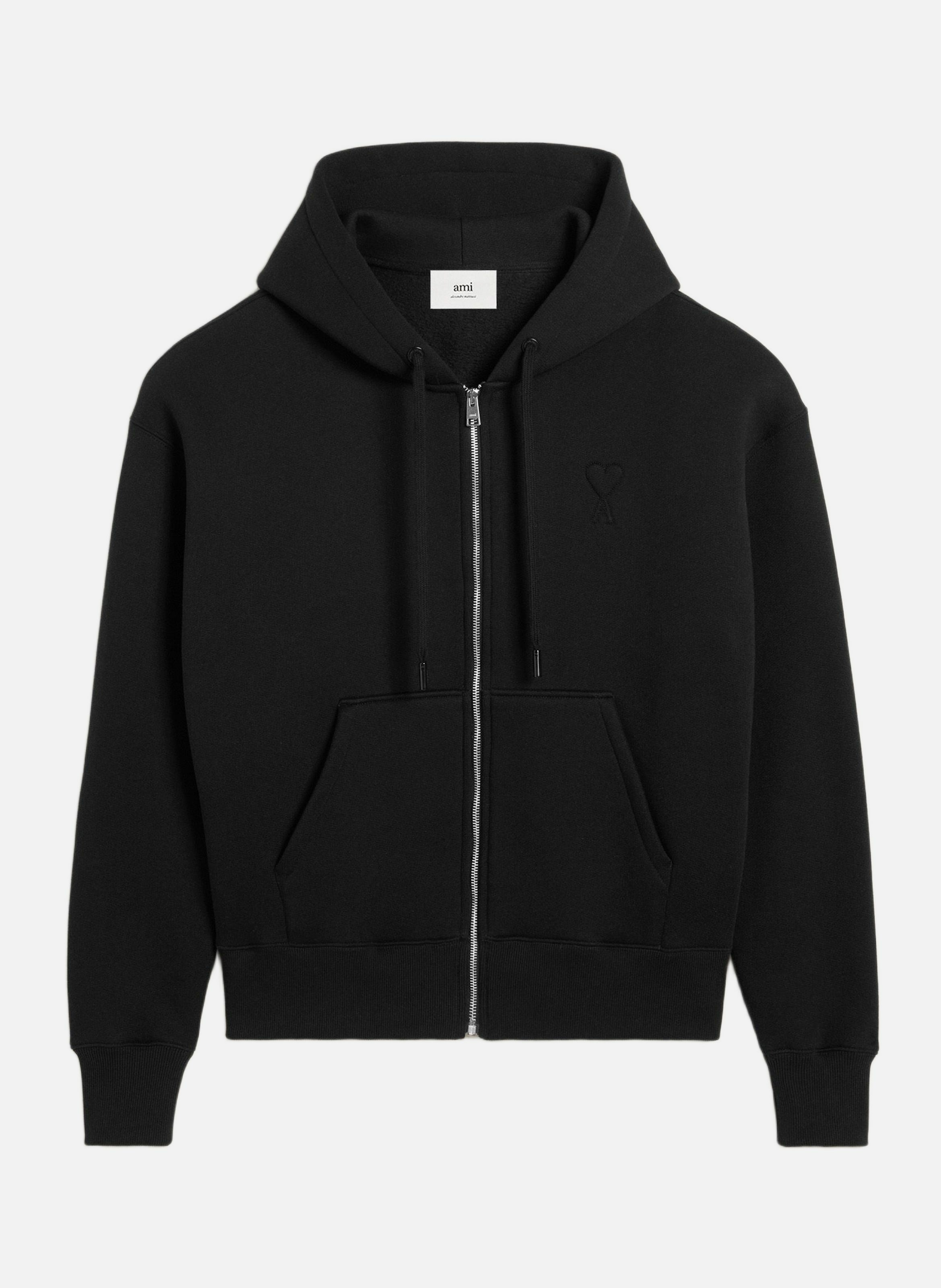 Hoodie zippé ami de coeur unisexe AMI PARIS Noir