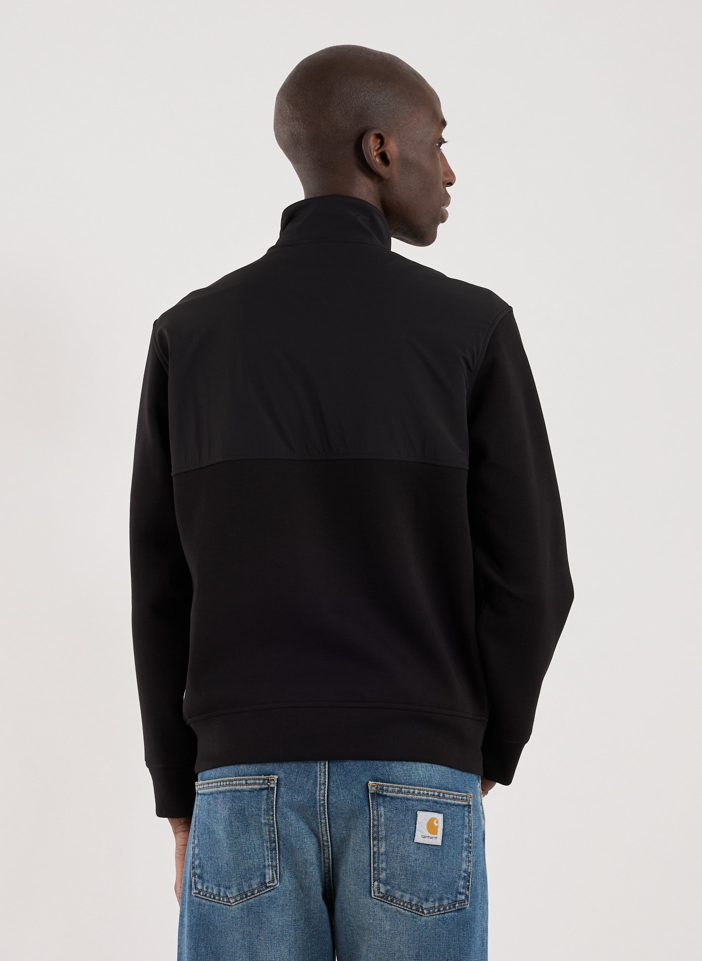 Straight cut dual-material sweatshirt in mixed cotton ARMANI EXCHANGE Black