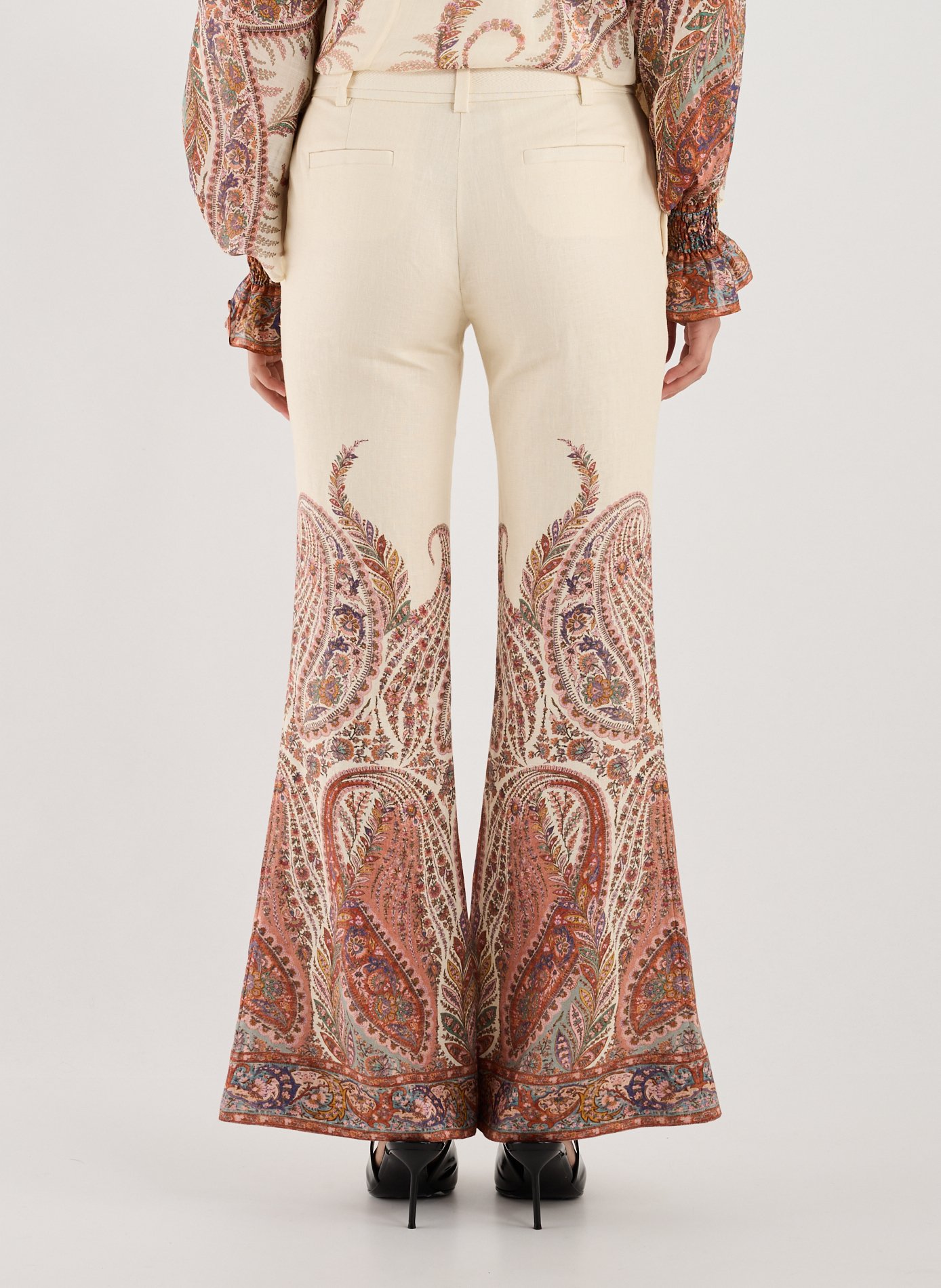 Pantalon en lin à motif ZIMMERMANN Multicolore