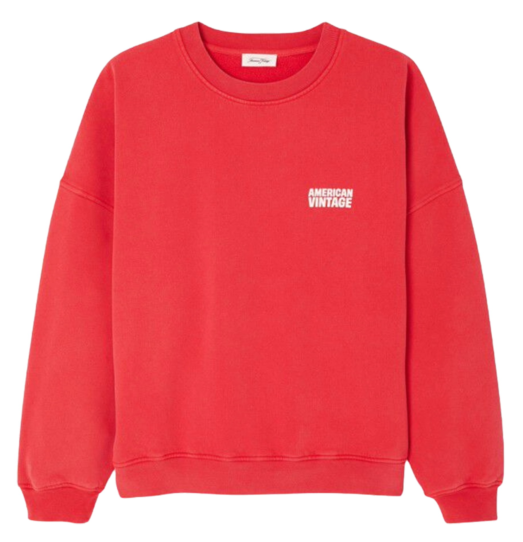Sweat ample col rond sérigraphié en coton plizzy AMERICAN VINTAGE Rouge