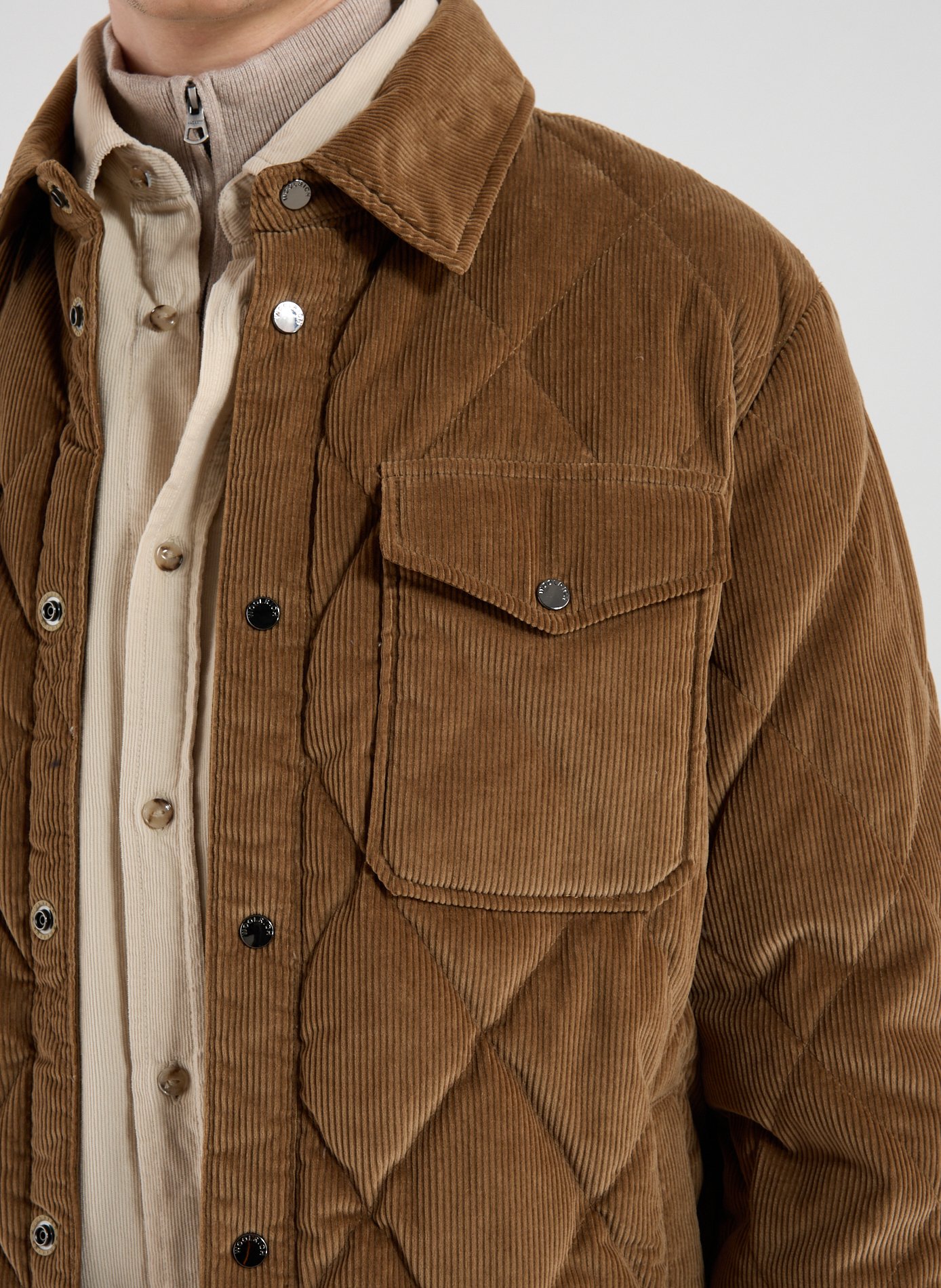 Classic collar cotton overshirt WOOLRICH Brown