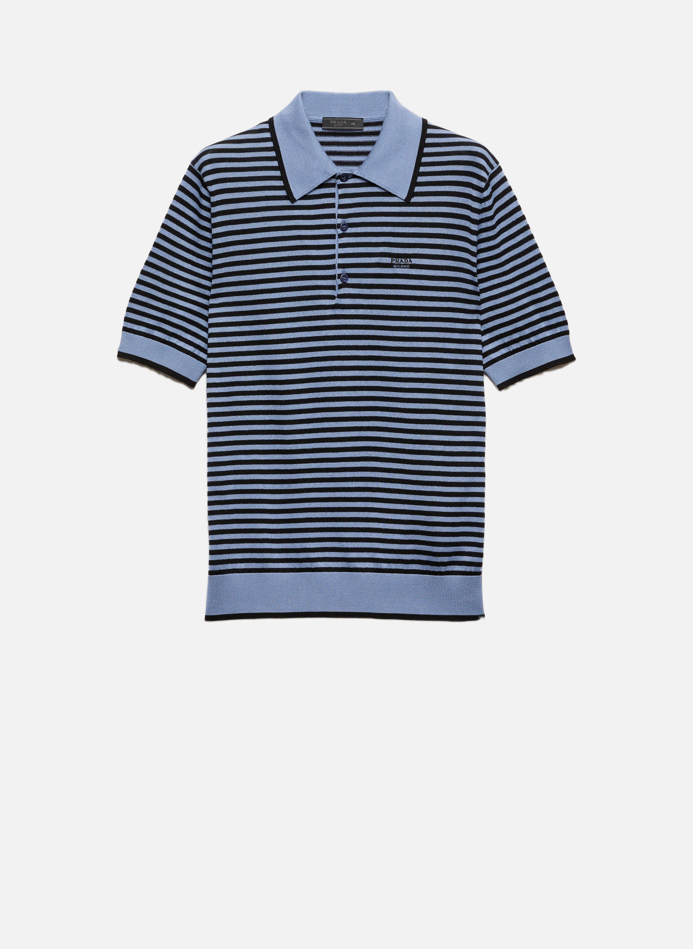 PRADA Polo en coton rayé Bleu