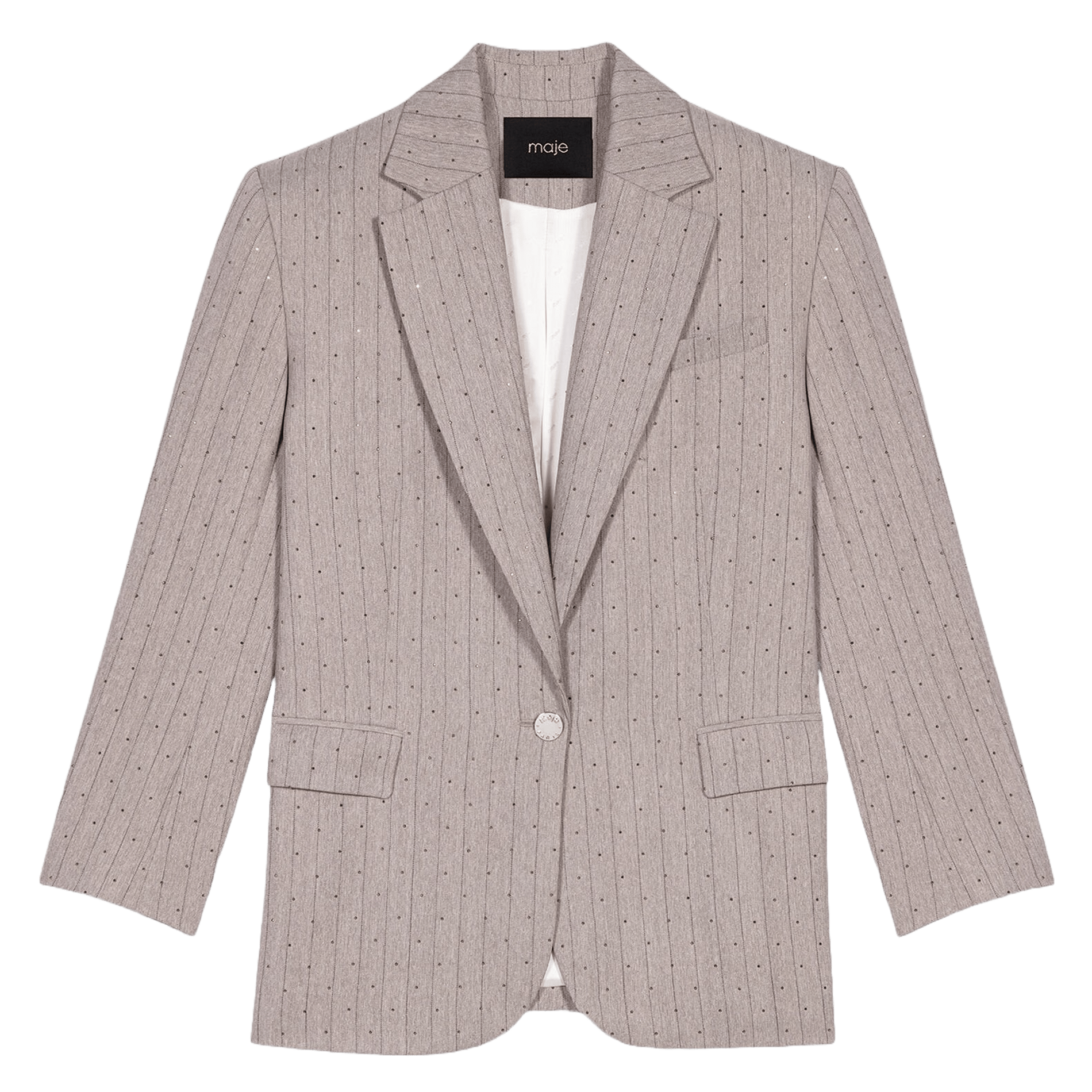 Veste de costume à rayures strassées MAJE Gris