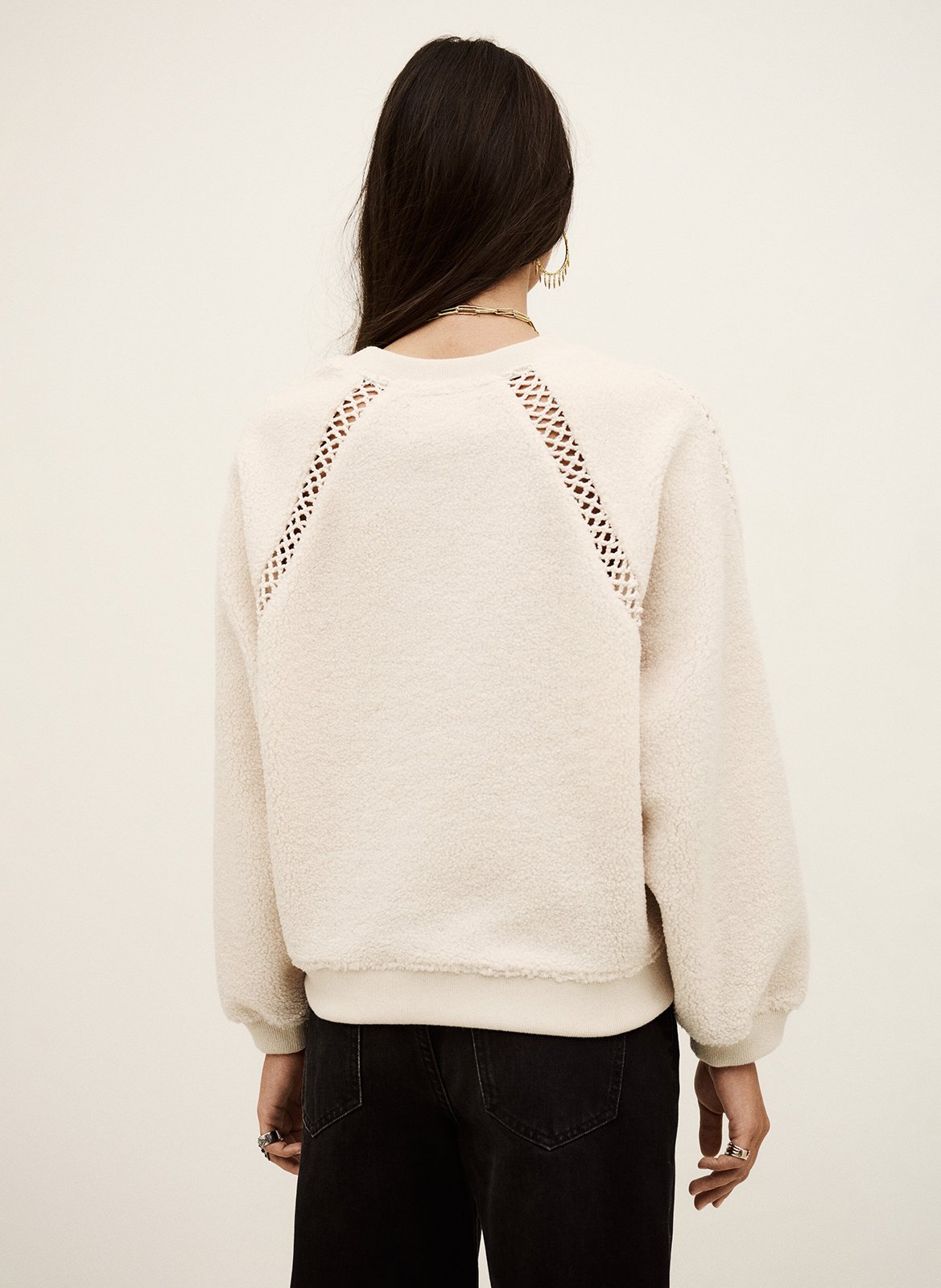 Sweat ample ajouré en maille bouclée sweet BA&SH Beige