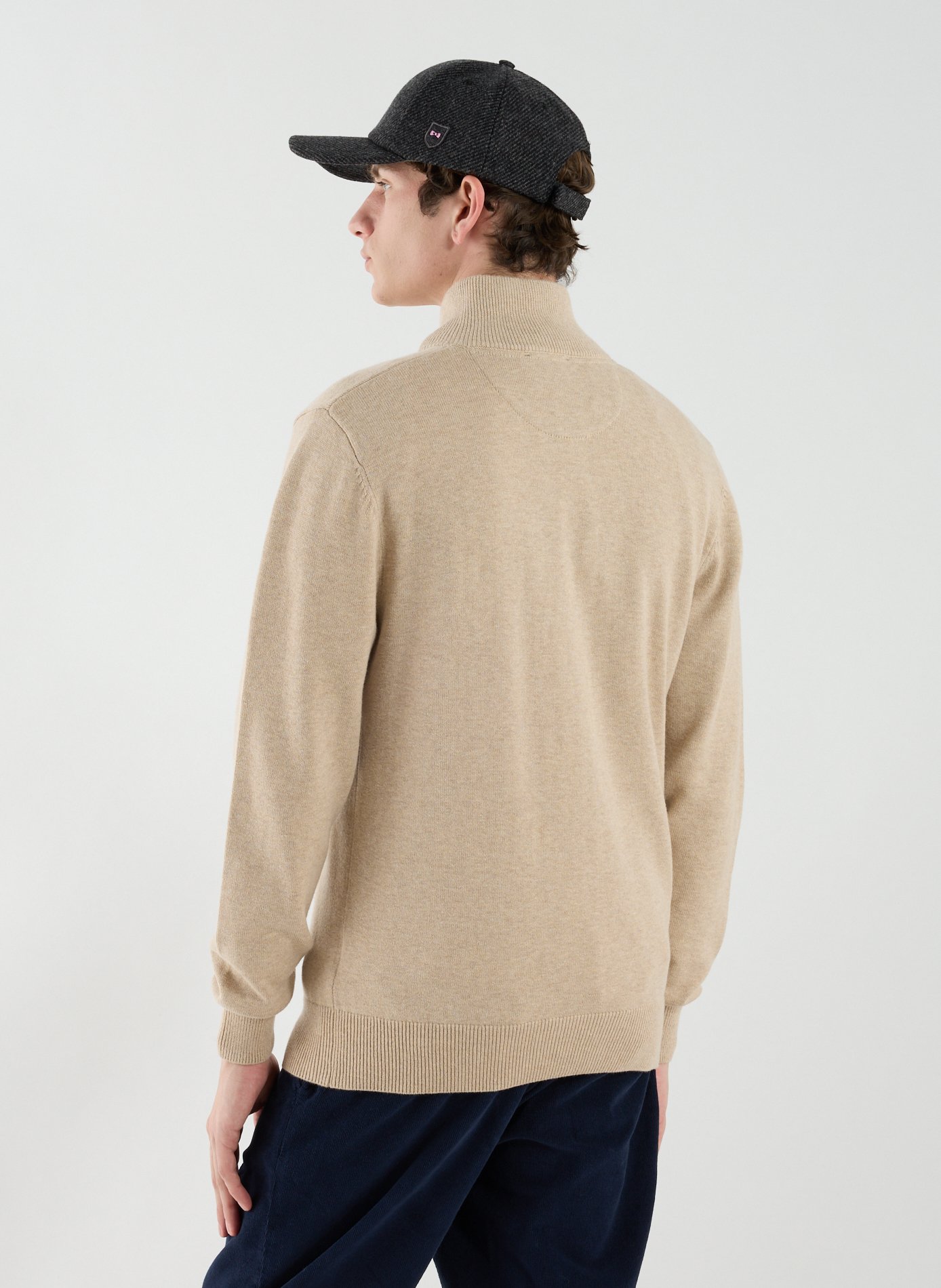 Wool and cotton zip-up sweater EDEN PARK Beige