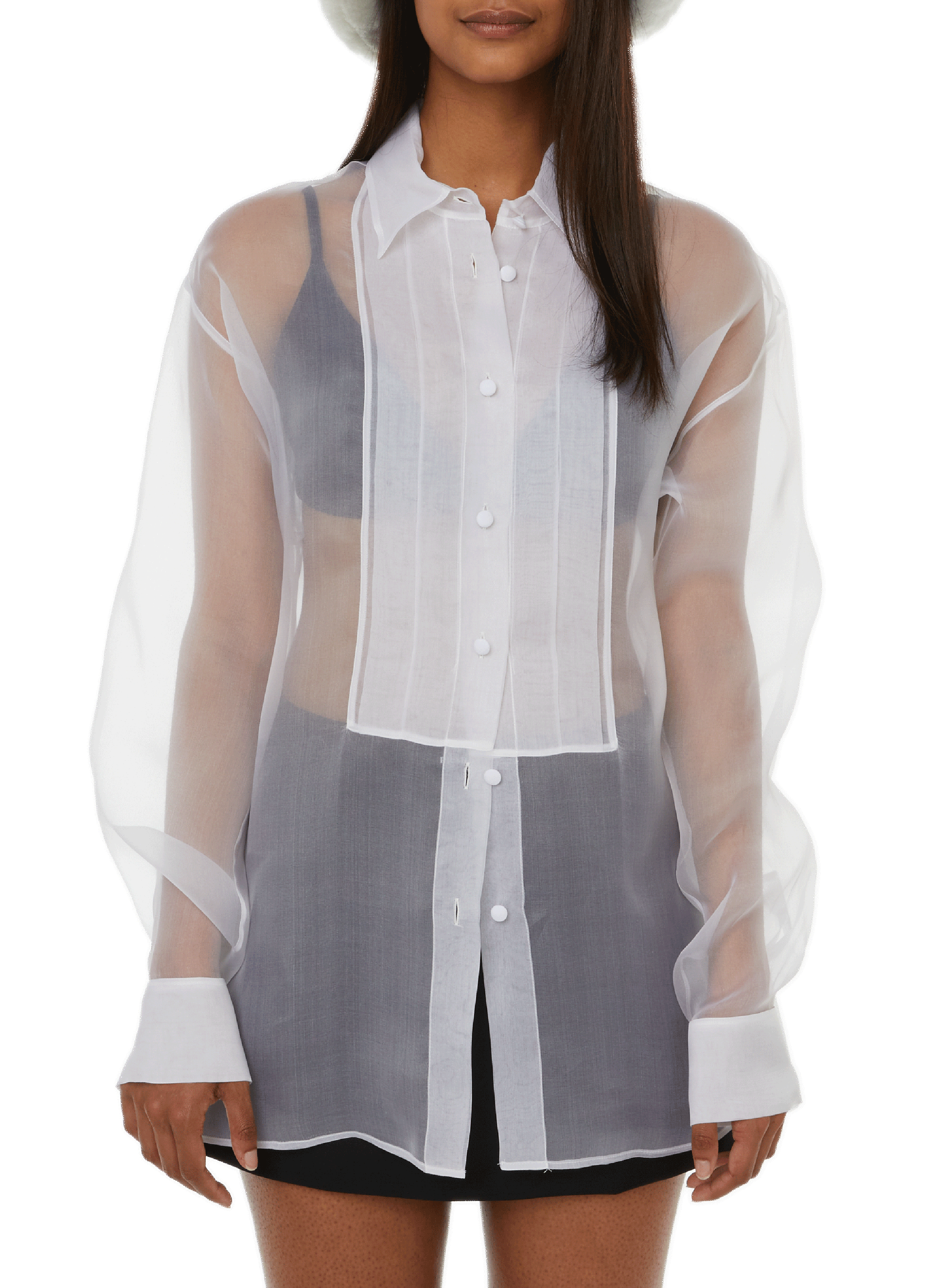 PRADA Chemise transparente en soie Blanc