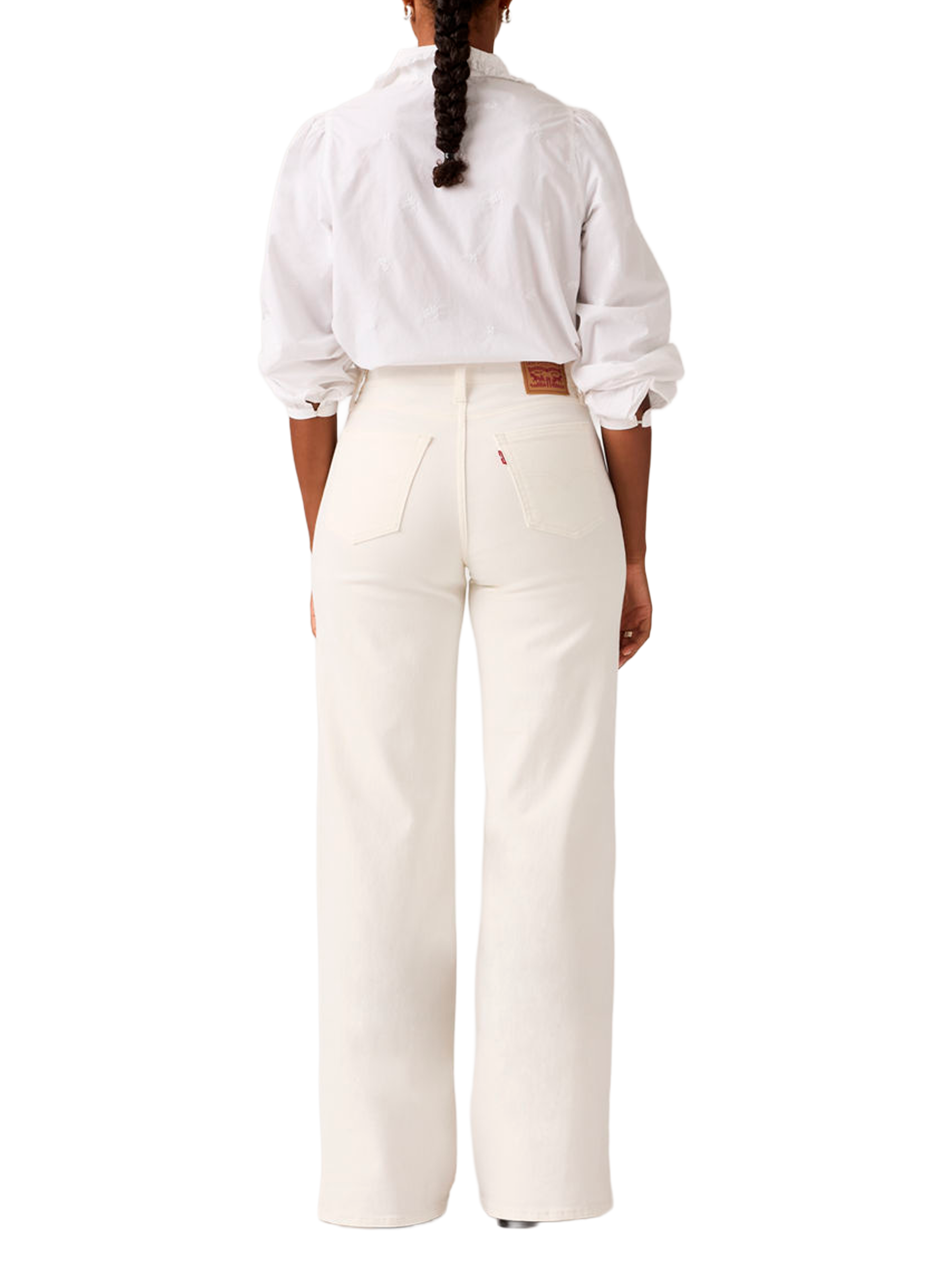 Jean 728 large à taille haute en coton mélangé LEVI'S Blanc