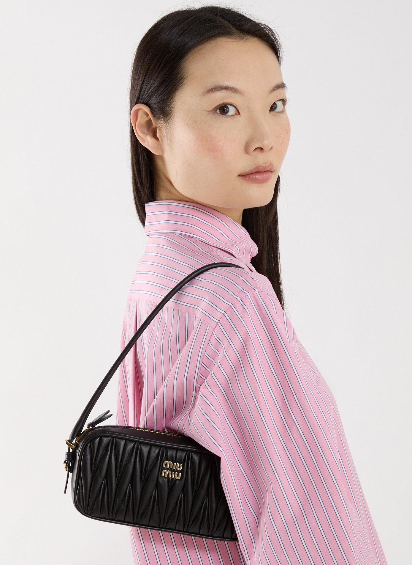 Sac épaule en cuir MIU MIU Noir