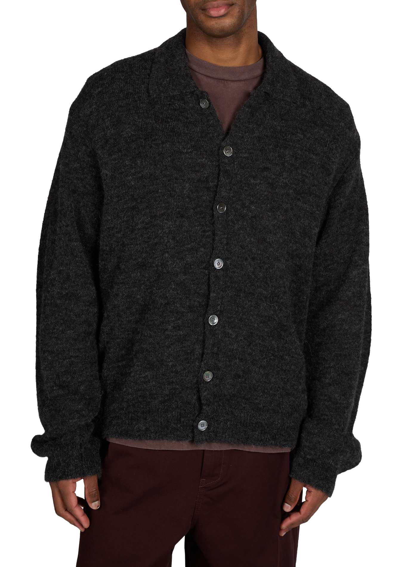 Pull boutonné à col classique en laine mélangée OUR LEGACY Noir