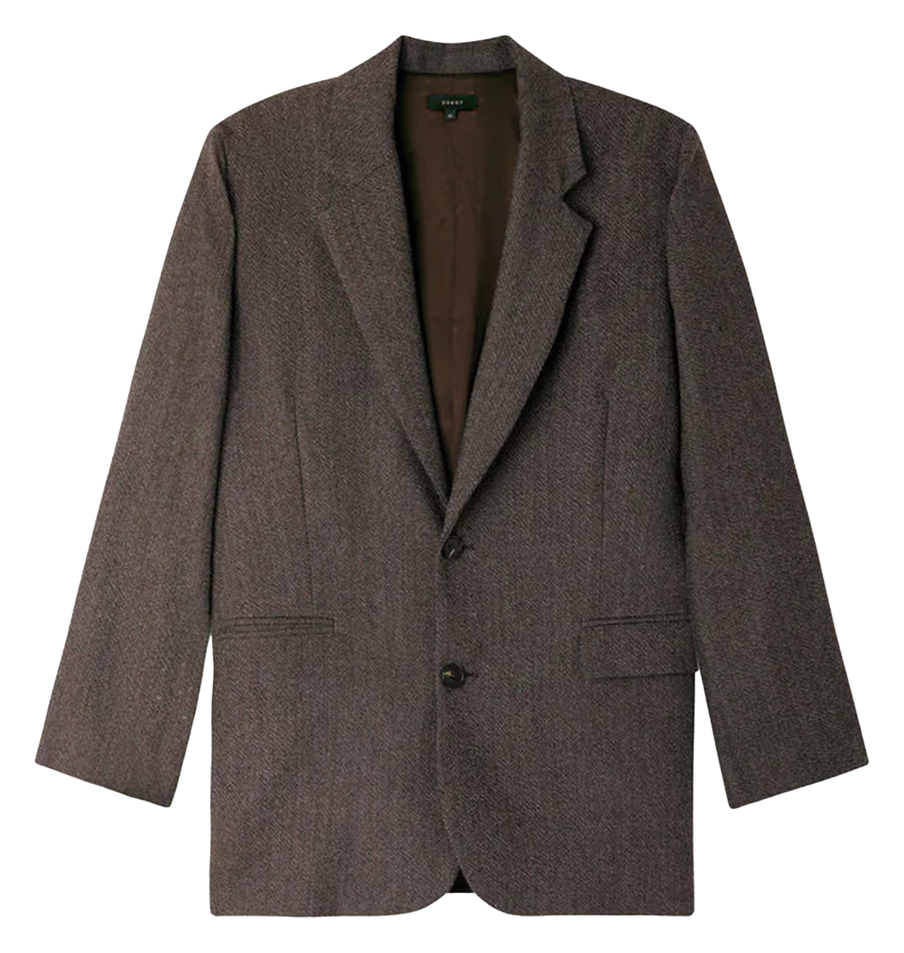 Veste tailleur droite en sergé de laine Dune SOEUR Marron