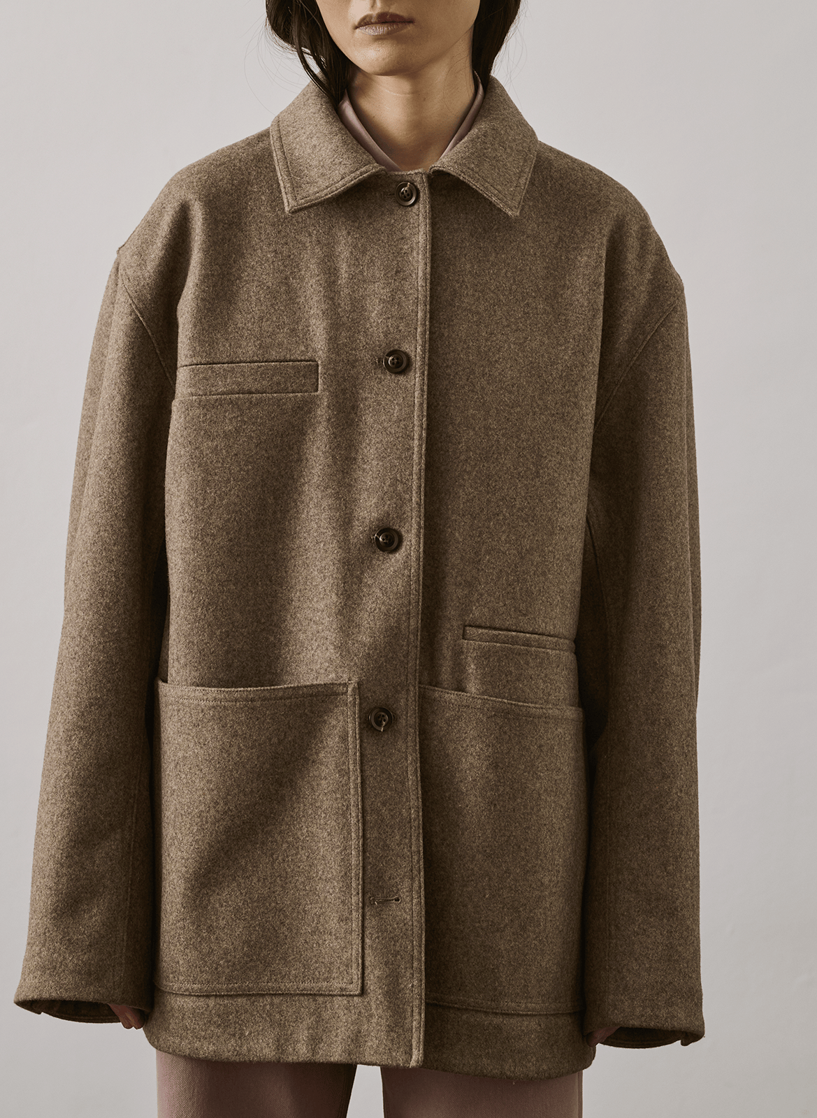 Veste col classique en coton Domingo SOEUR Marron