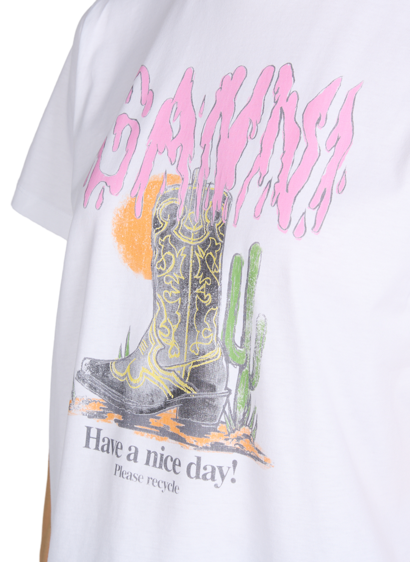 T-shirt printed short sleeves in cotton GANNI White