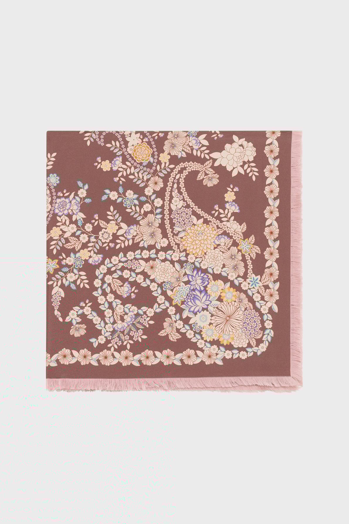 Carré imprimé floral en soie - diane GERARD DAREL Rose