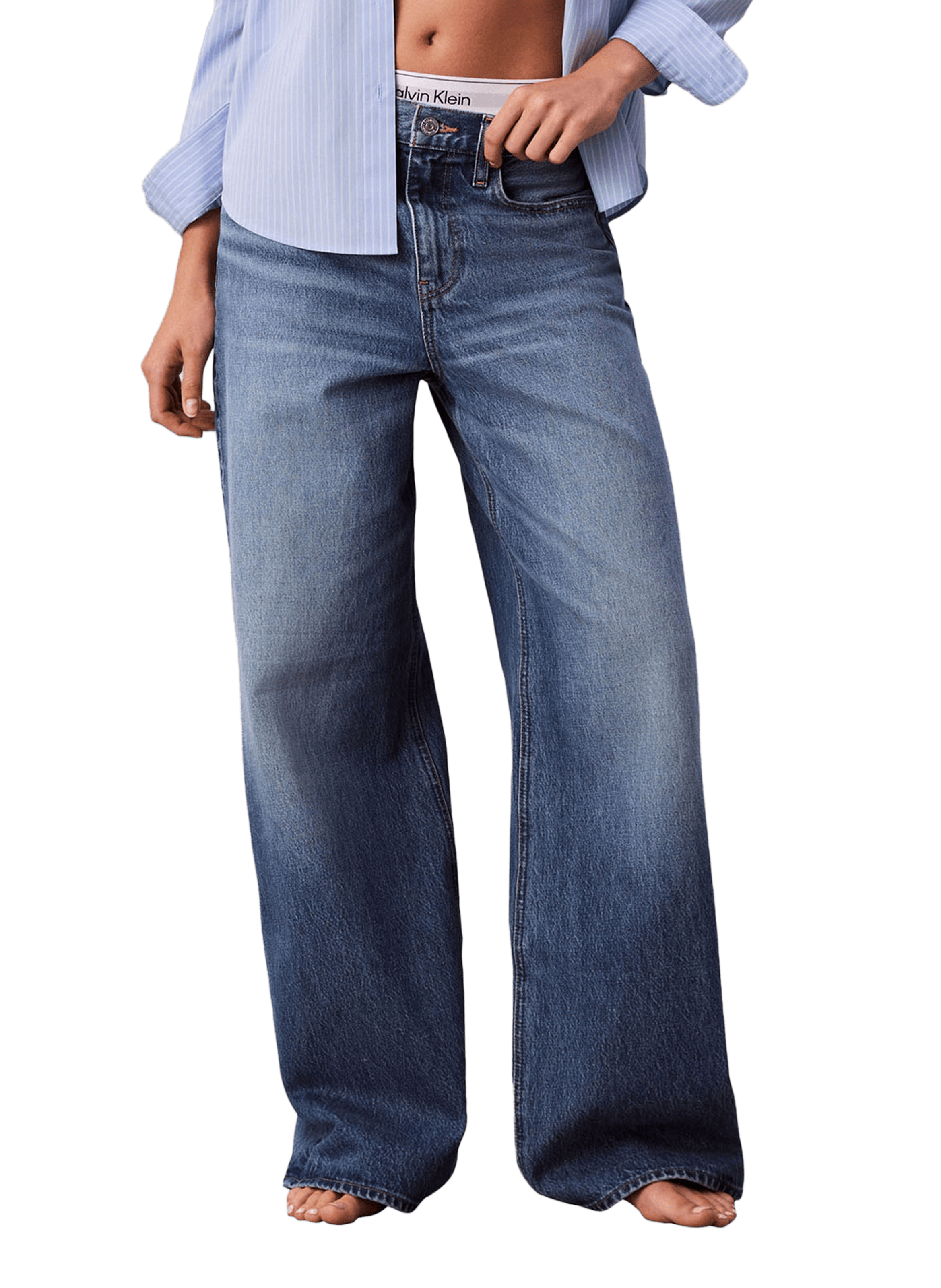 Jean ample en coton délavé CALVIN KLEIN Bleu