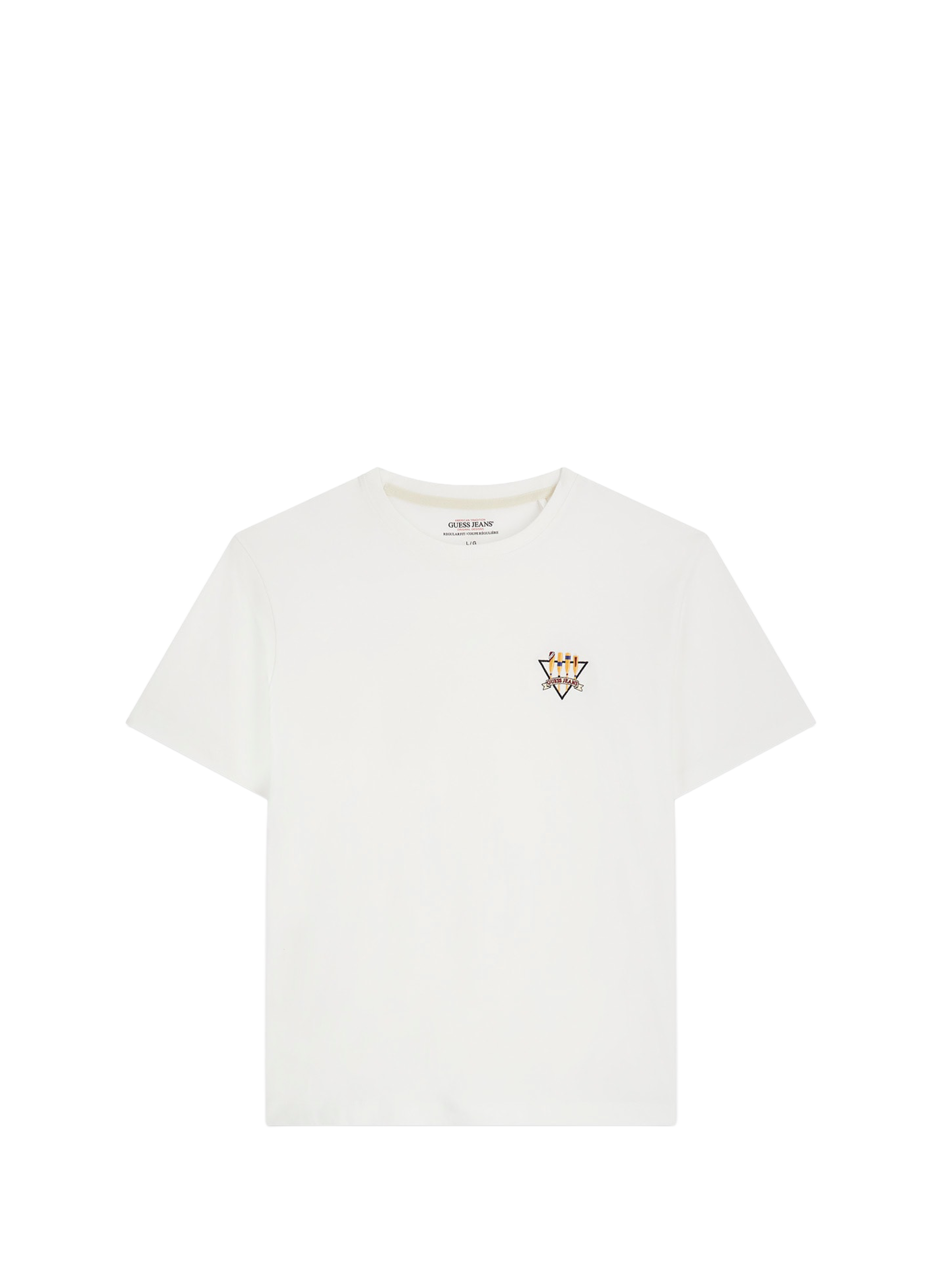 Embroidered cotton logo T-shirt GUESS White