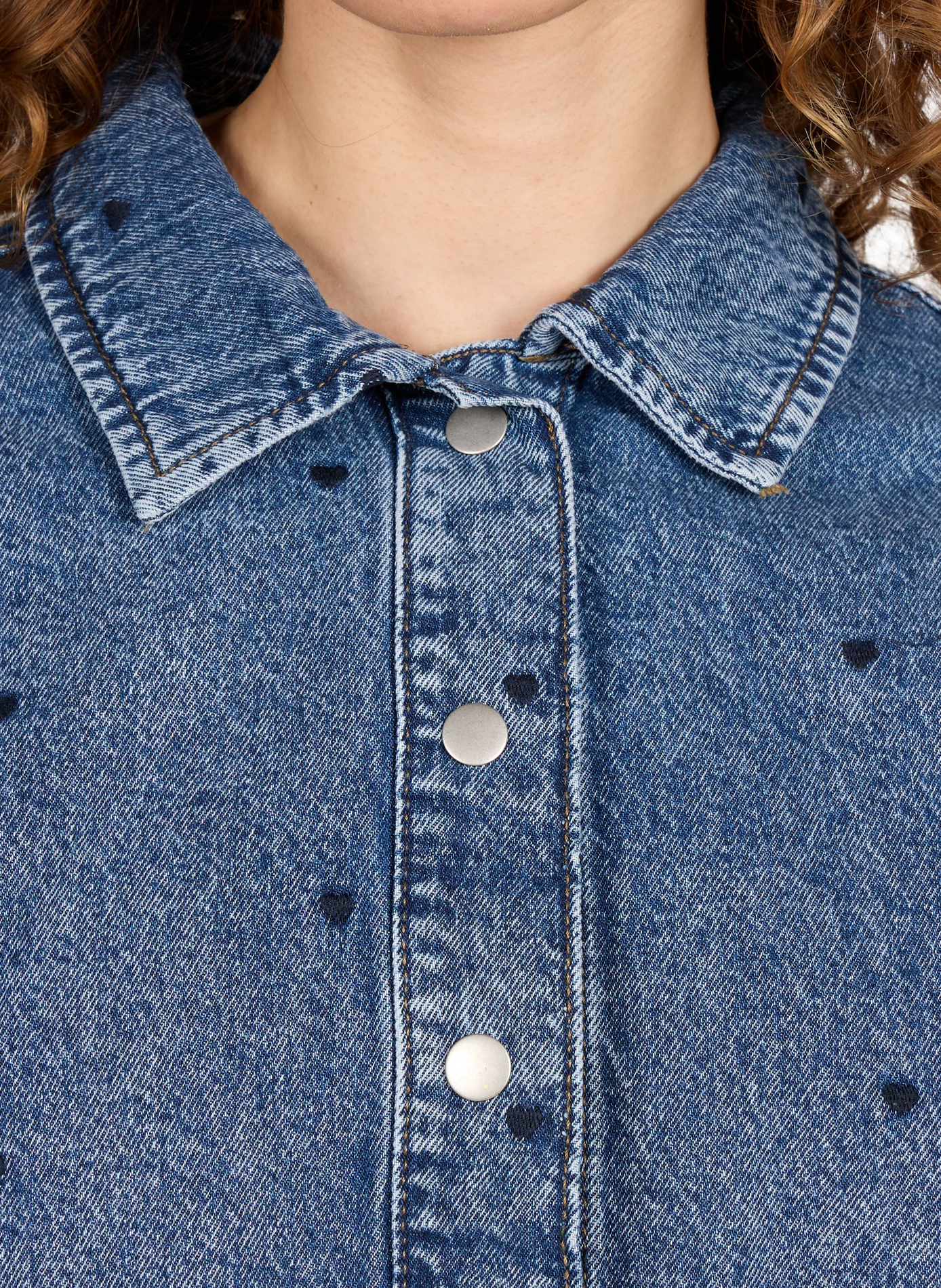 Denim jacket with heart embroidery in a cotton blend. VILA Blue