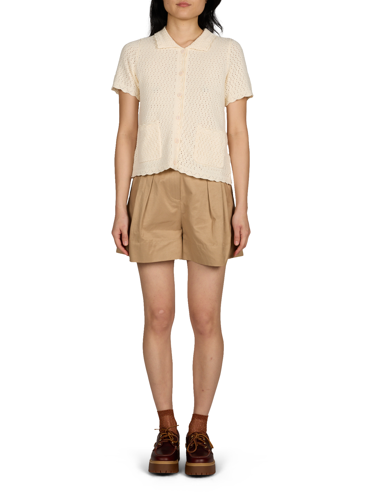 Corta en mezcla de algodón SUNCOO Marrón