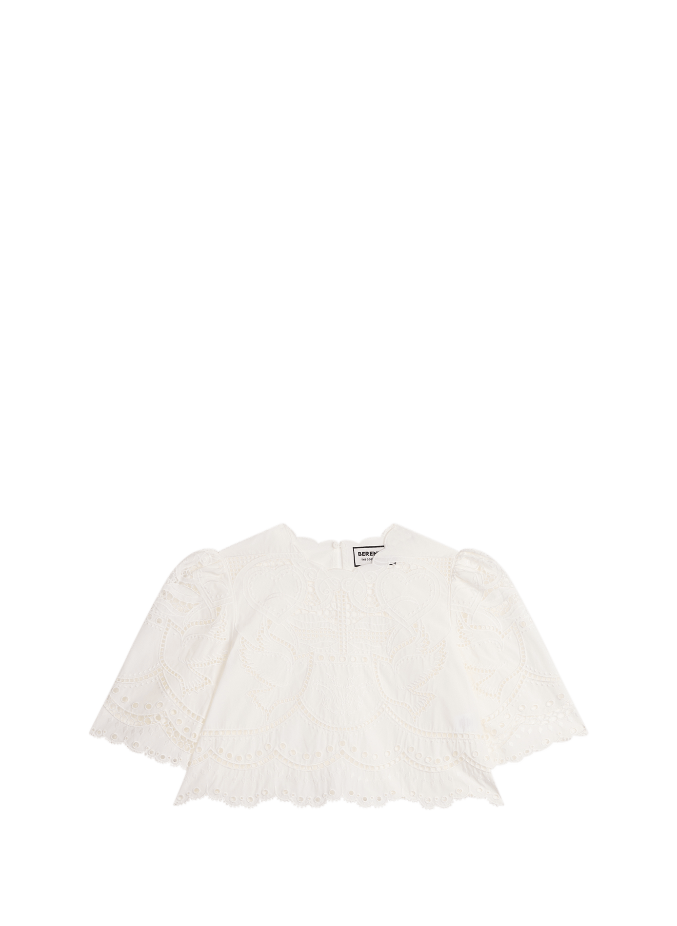 Top court ample à broderies ajourées BERENICE Blanc