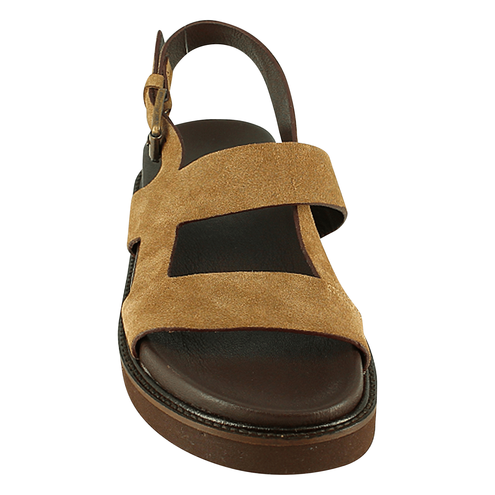Sandales compensées en cuir lagune Marron