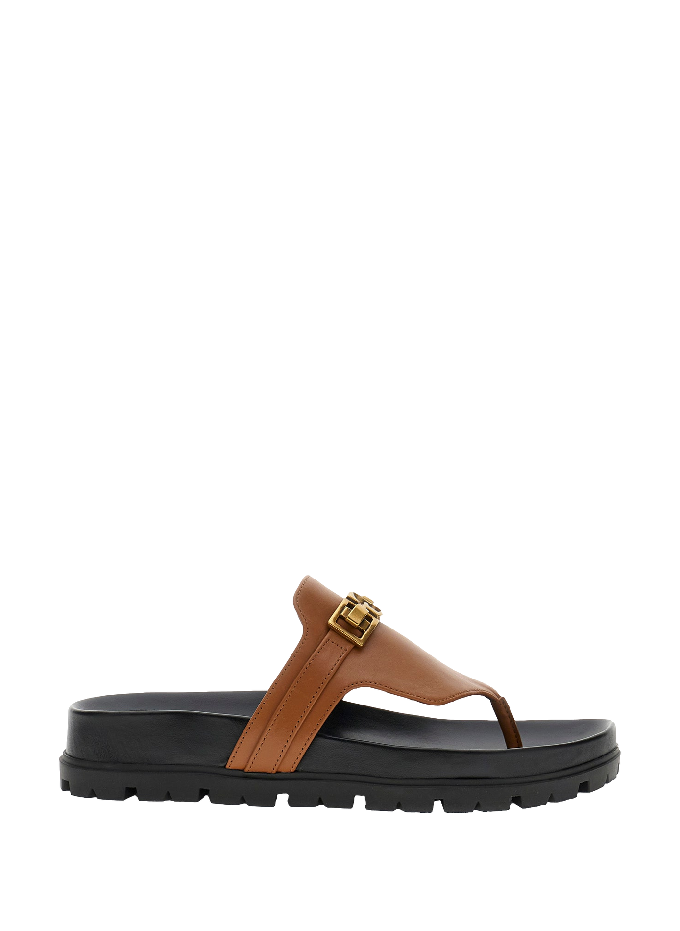 Sandali piatti con logo GUESS Marrone