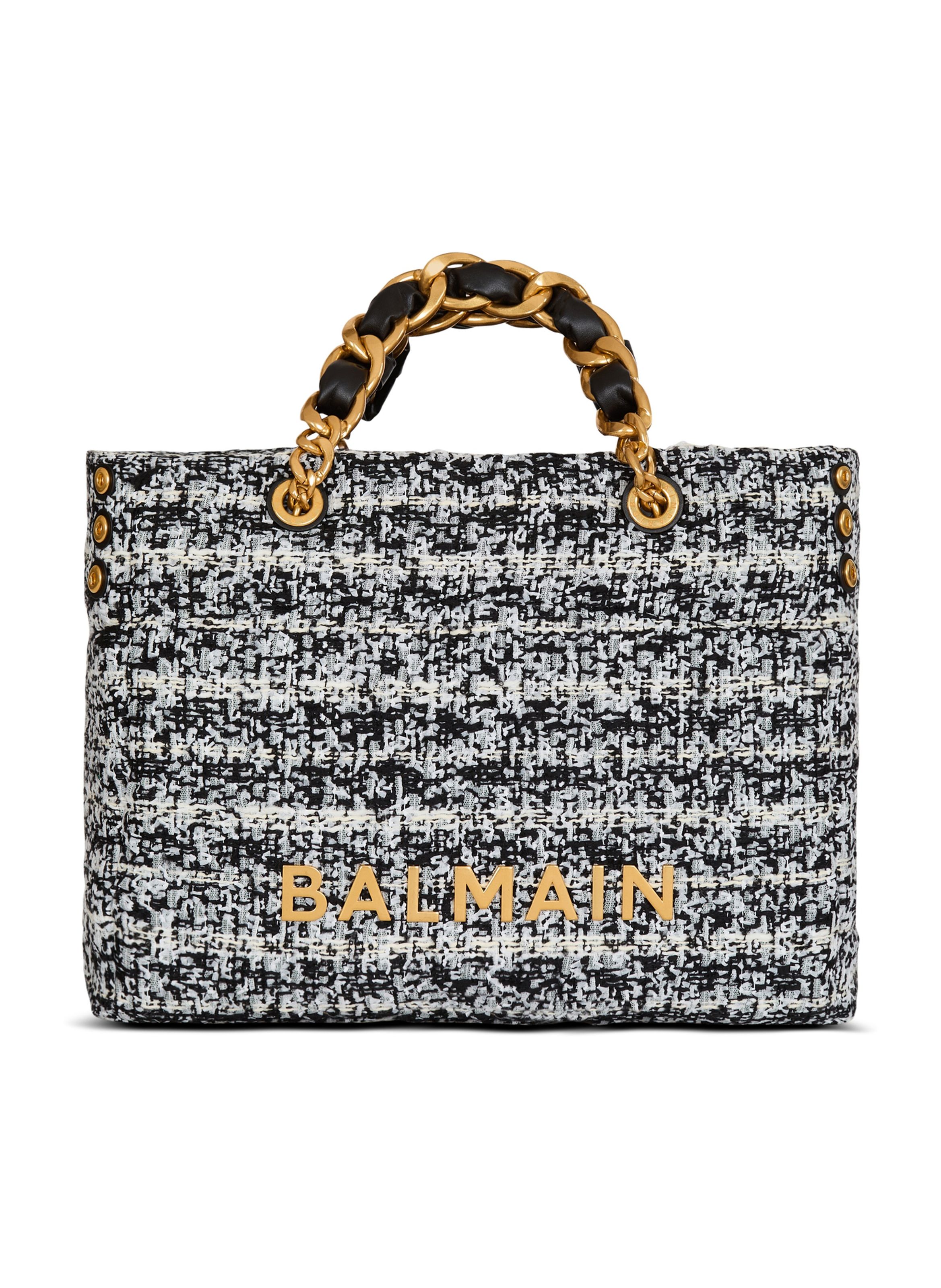 Sac cabas 1945 soft en tweed BALMAIN Noir