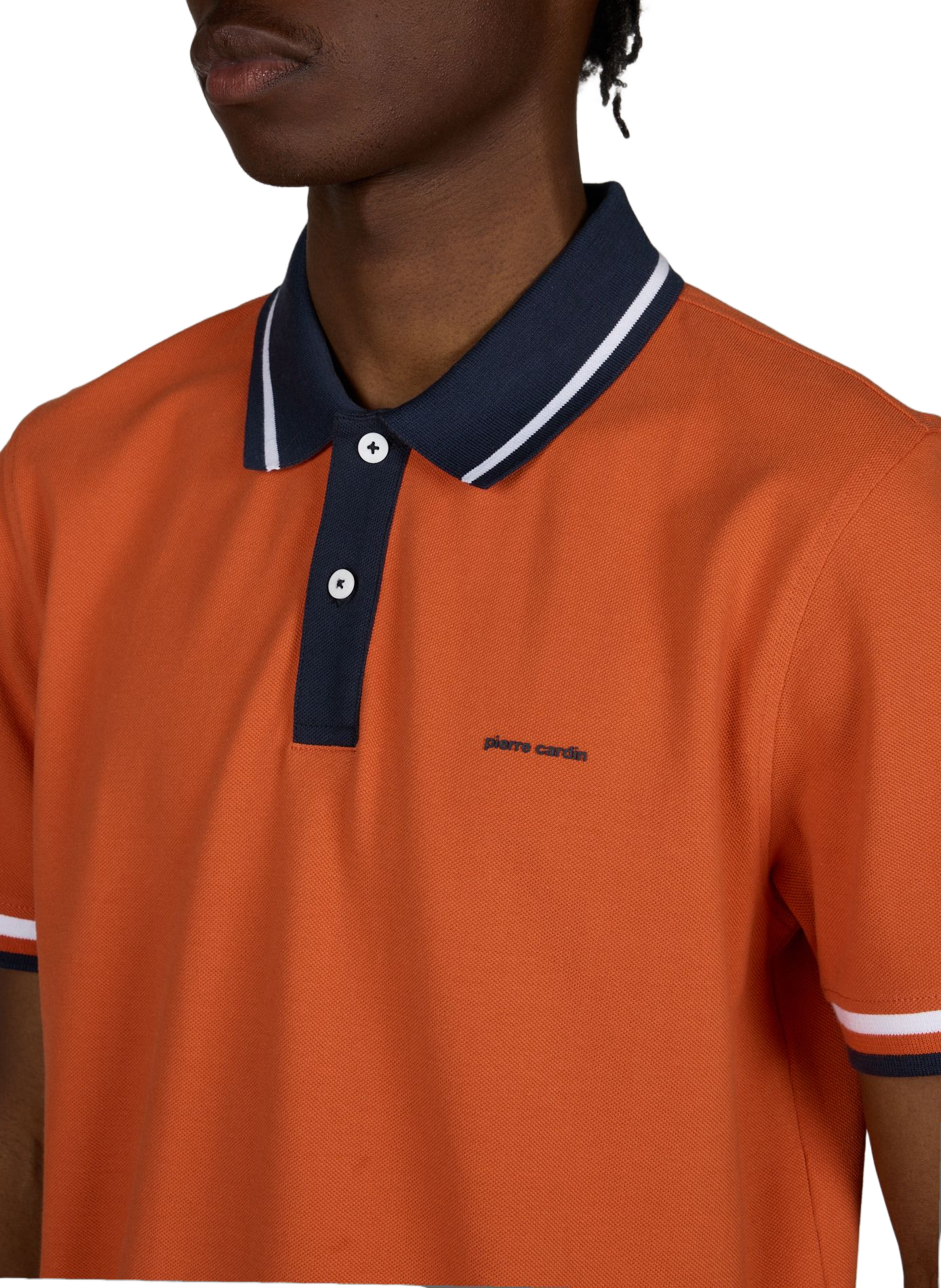 Polo à col contrastant en coton  PIERRE CARDIN Orange