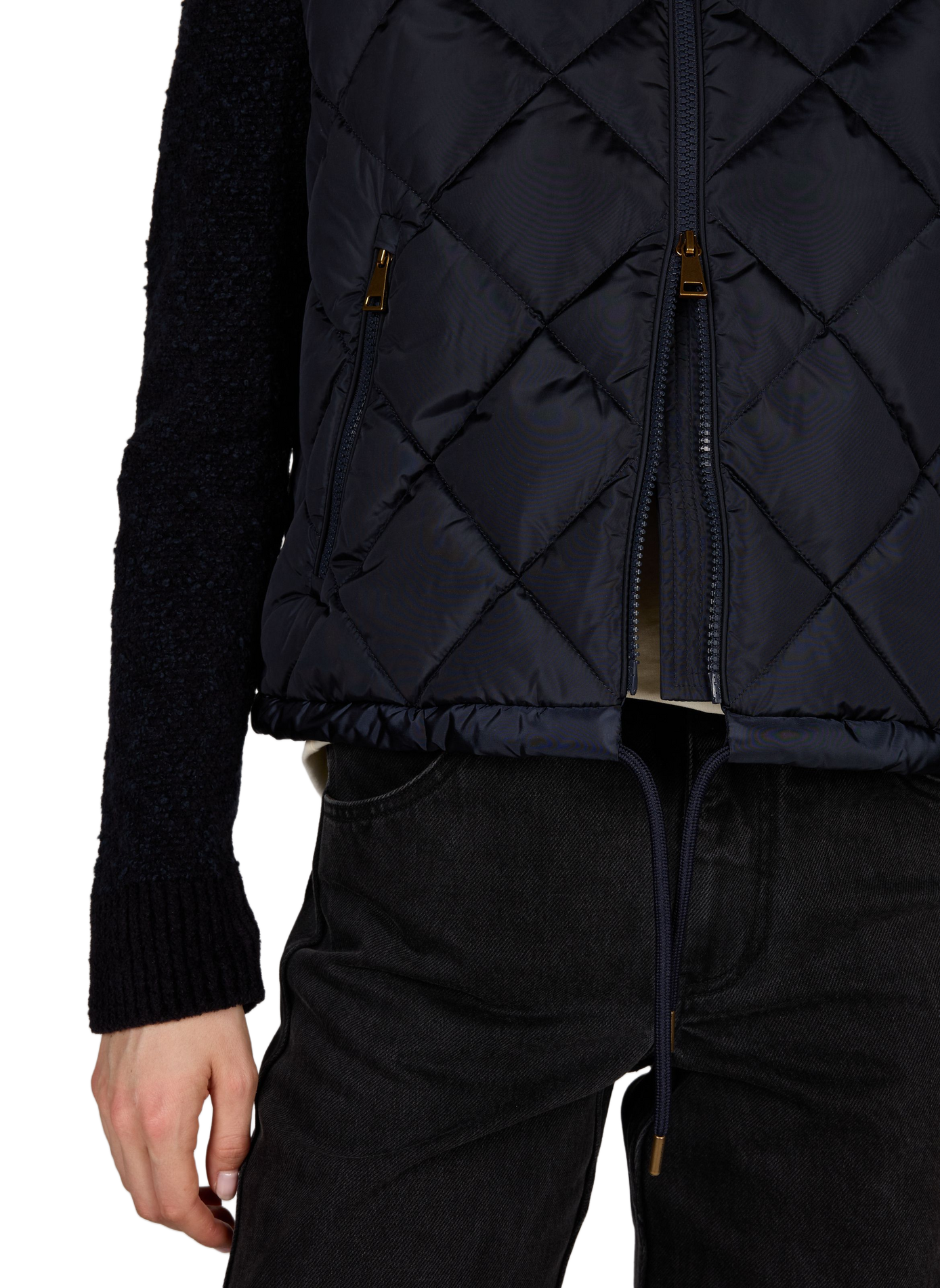 Quilted cardigan with textured collar and sleeves MONCLER Blue