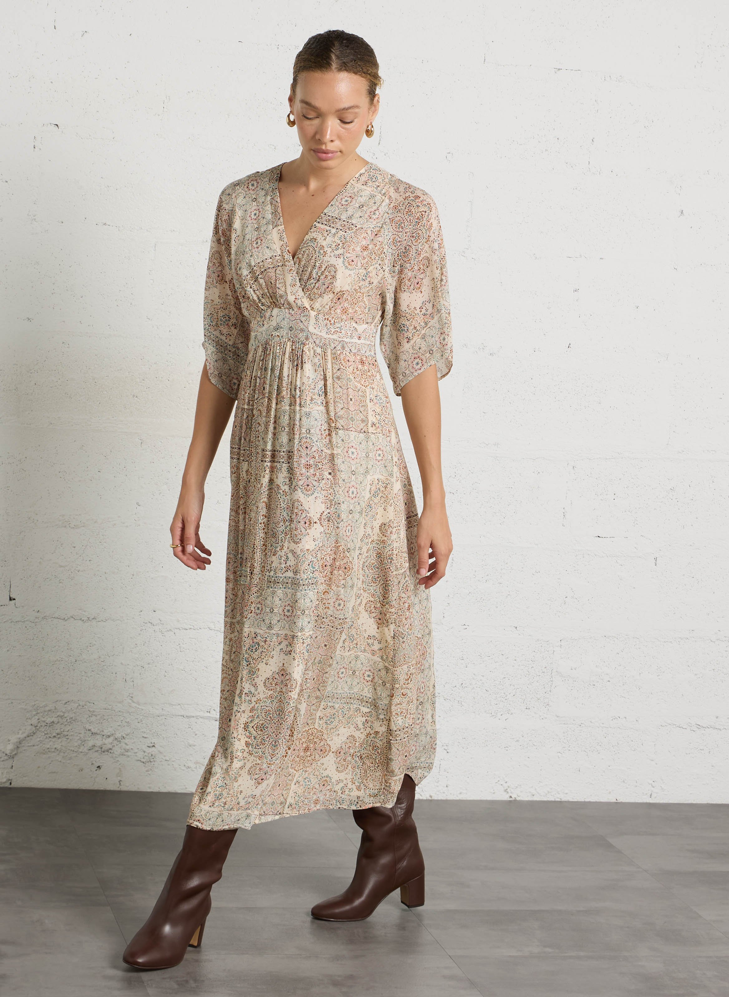 Robe longue à imprimé poeme MAISON 123 Bleu