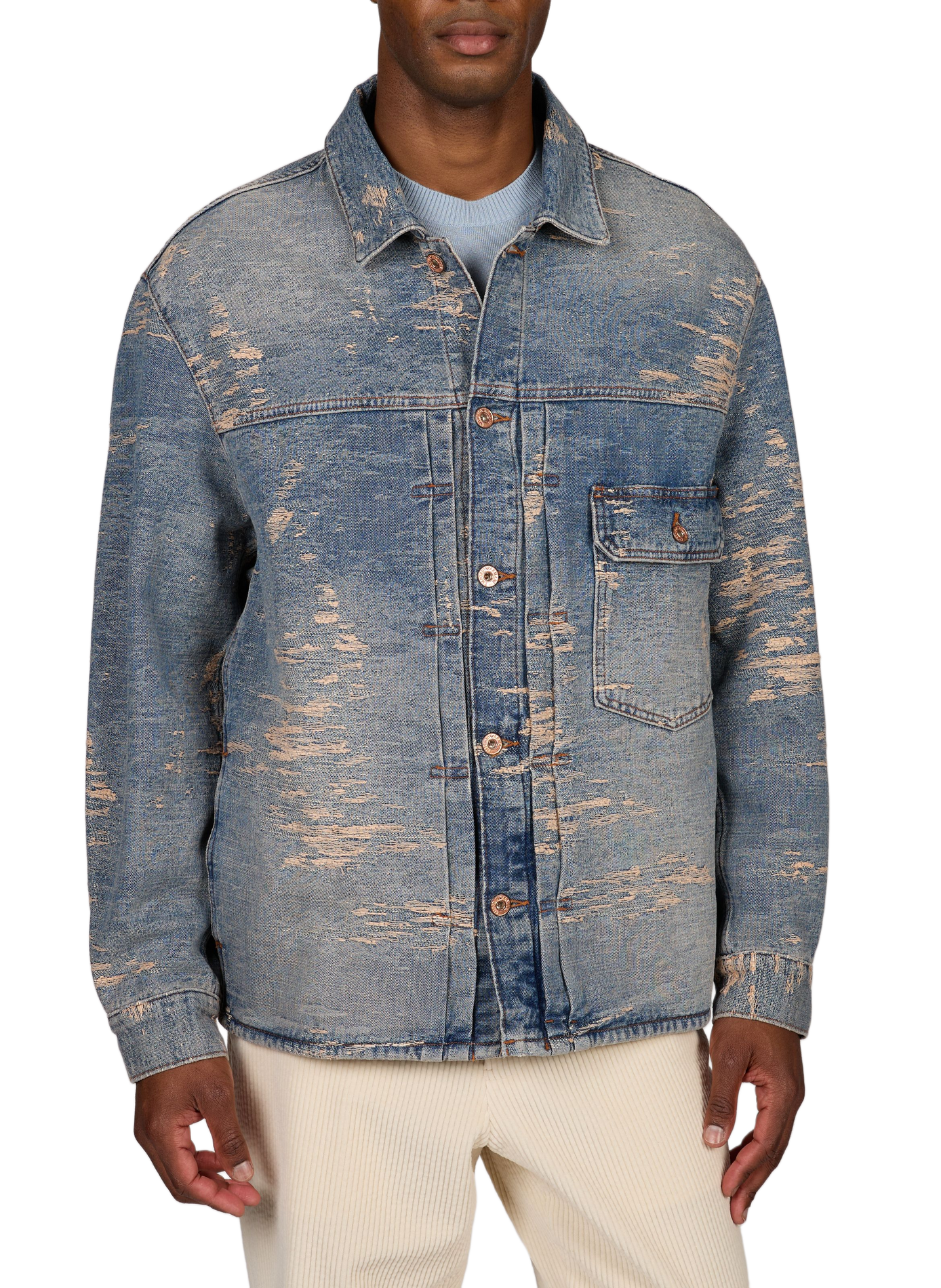 Rechte jeansjack van katoen EMPORIO ARMANI Blauw